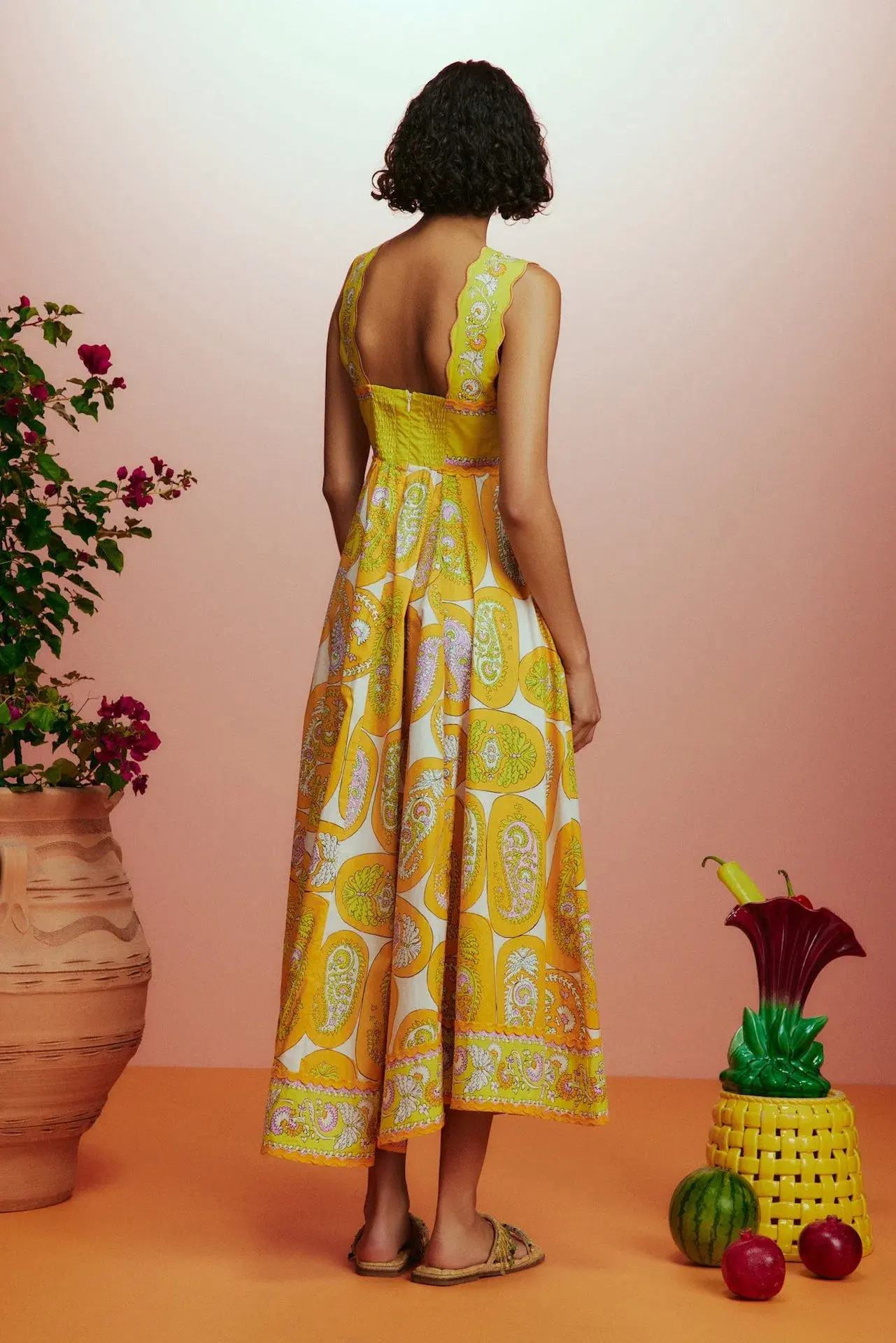 Alemais Diana Summer Midi Dress Yellow Size 12 - Image 3