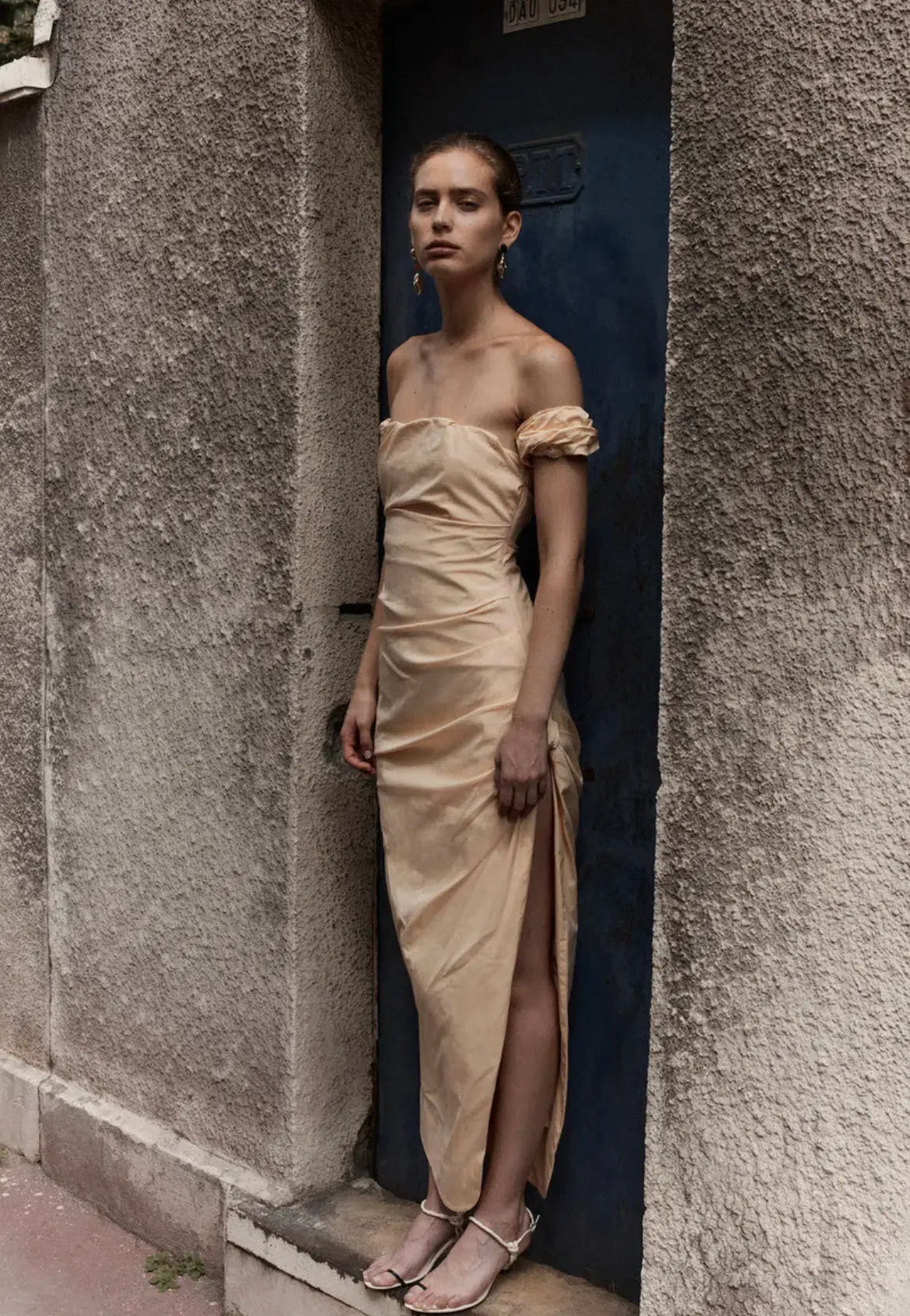 Sir the Label Carmen Draped Gown Light Peach Size 6 - Image 6