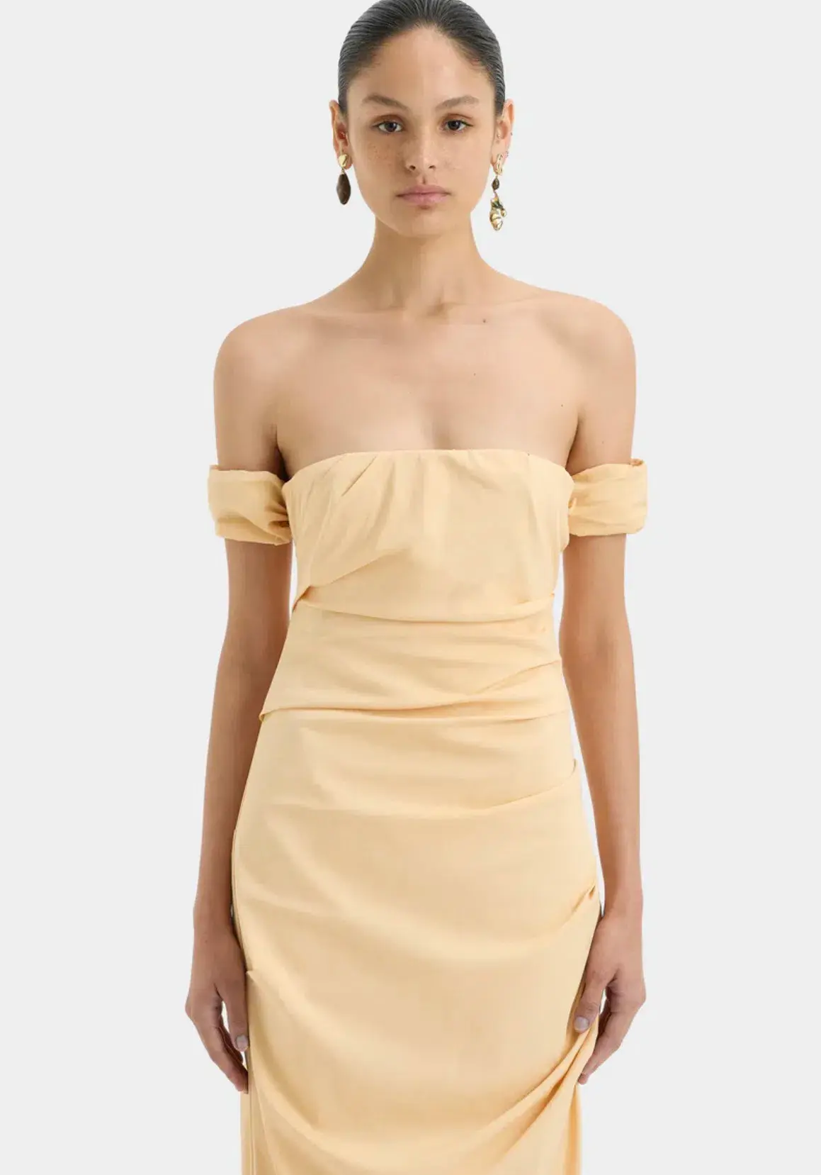 Sir the Label Carmen Draped Gown Light Peach Size 6 - Image 4