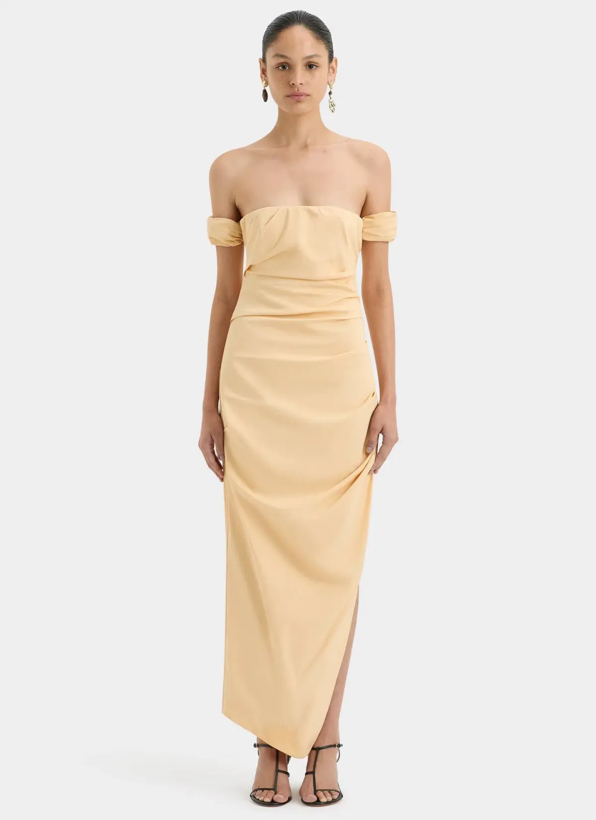 Sir the Label Carmen Draped Gown Light Peach Size 6 - Image 1