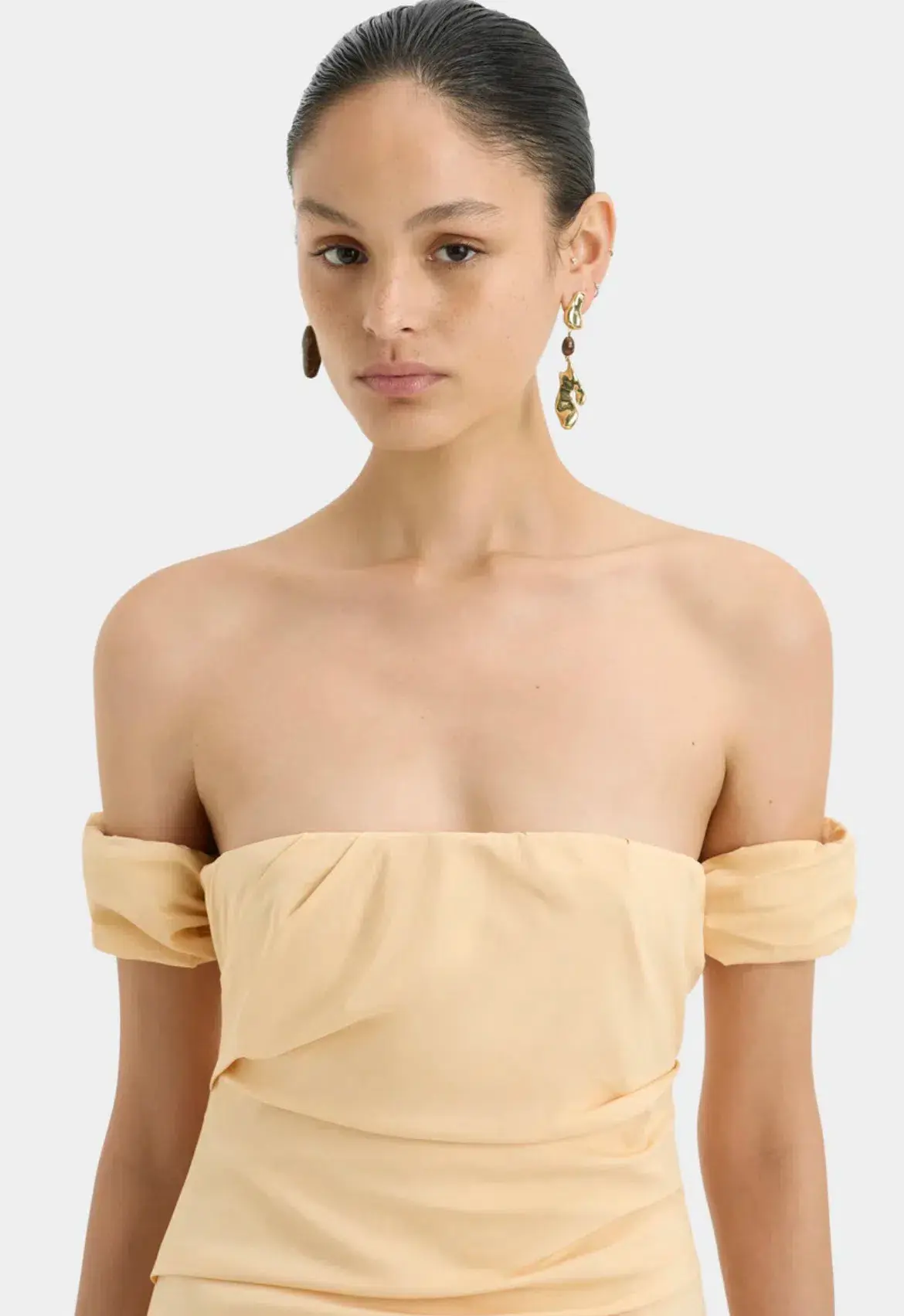 Sir the Label Carmen Draped Gown Light Peach Size 6 - Image 5