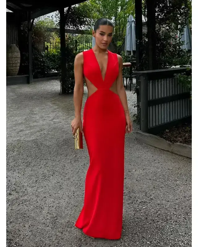 Effie Kats Valencia Gown in Cherry Red Size S / AU 8 - Image 1