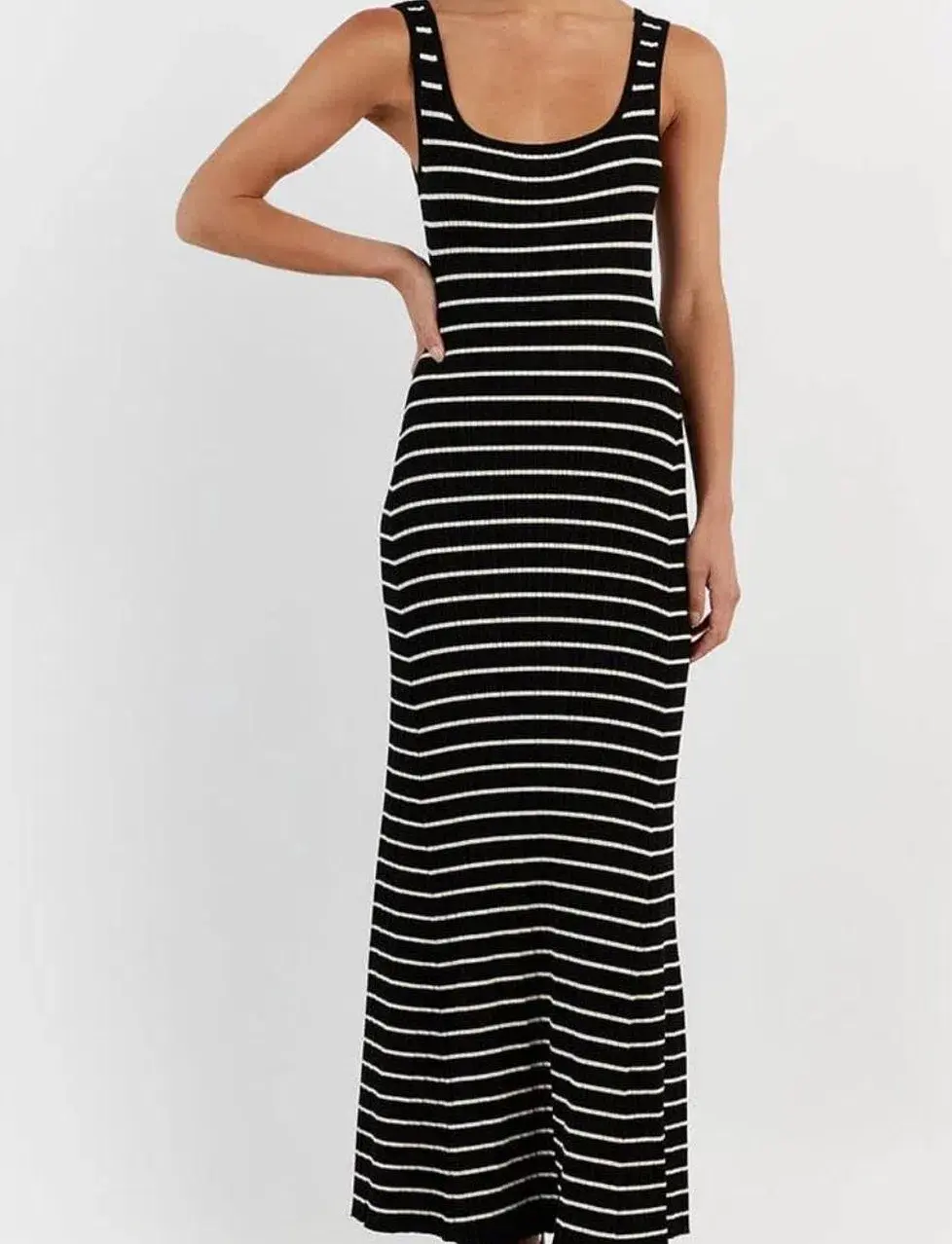 Dissh Billie Black Stripe Midi Dress - Image 1