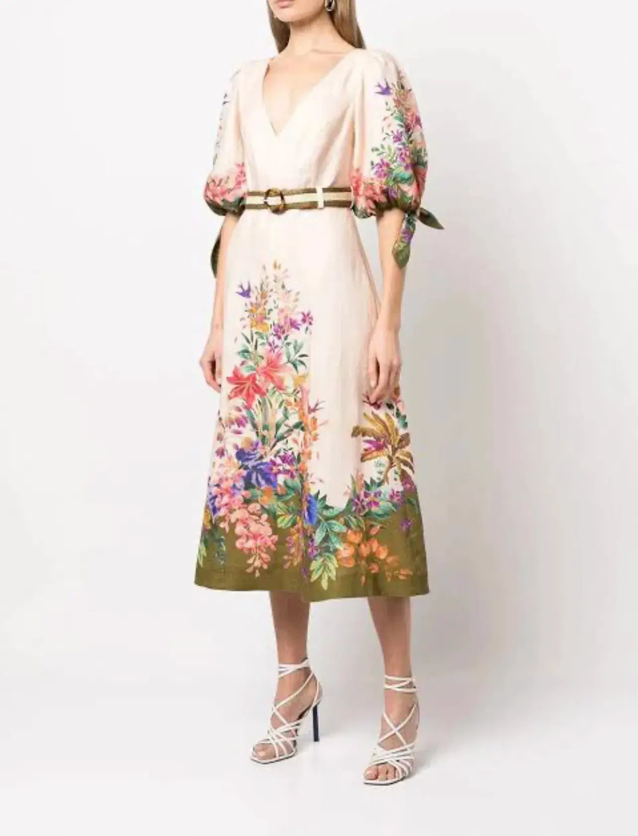 Zimmermann Tropicana Belted Floral-Print Linen Dress - Image 1