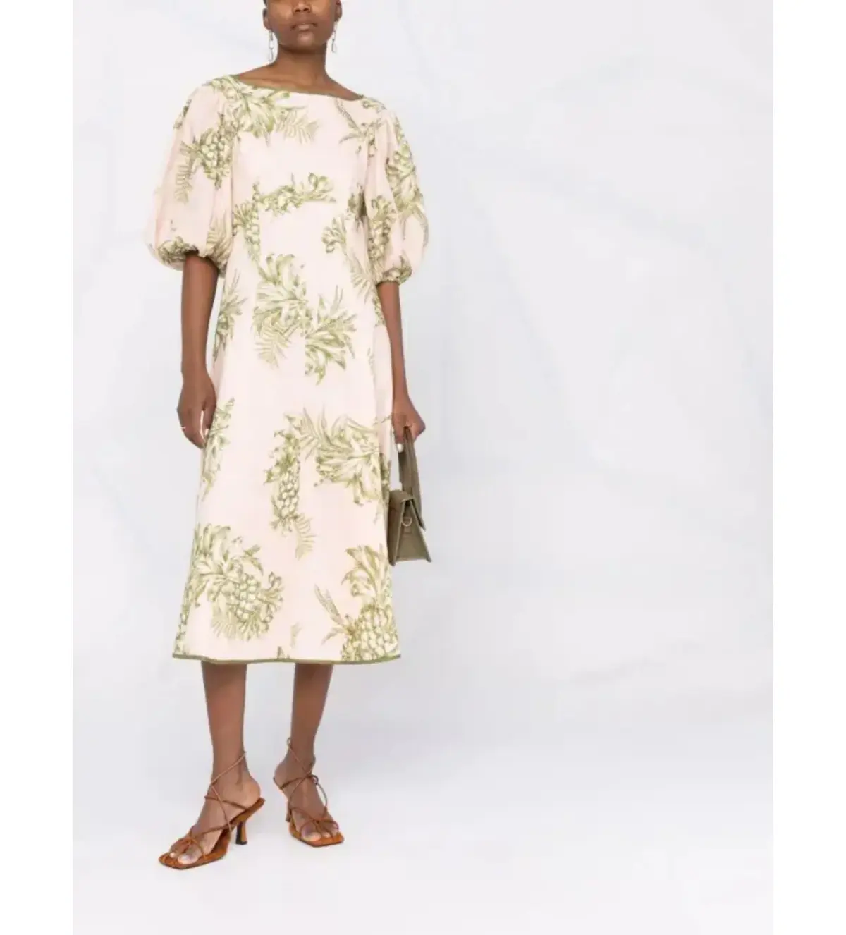 Zimmermann Empire Linen Floral Midi Dress Print Size 3 /AU14 - Image 1