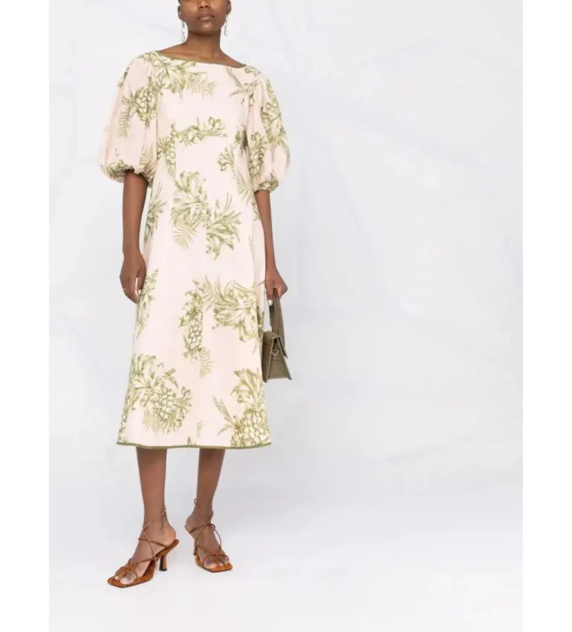 Zimmermann Empire Linen Floral Midi Dress Print Size 3 /AU14 - Image 1