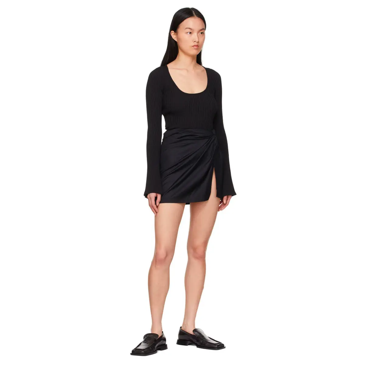 Anna Quan Emelia Ruched Mini Skirt Black Size 12  - Image 2