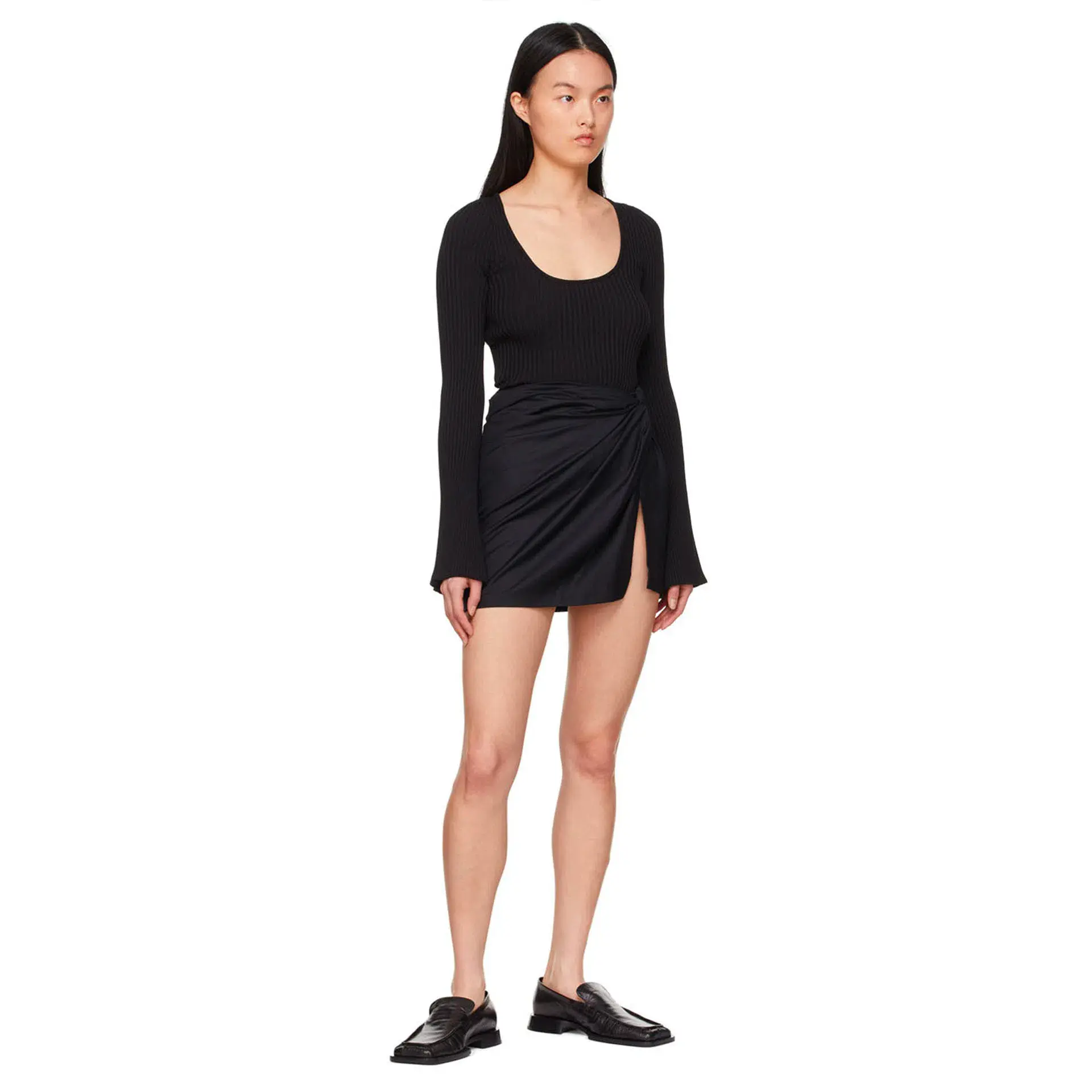 Anna Quan Emelia Ruched Mini Skirt Black Size 12  - Image 2