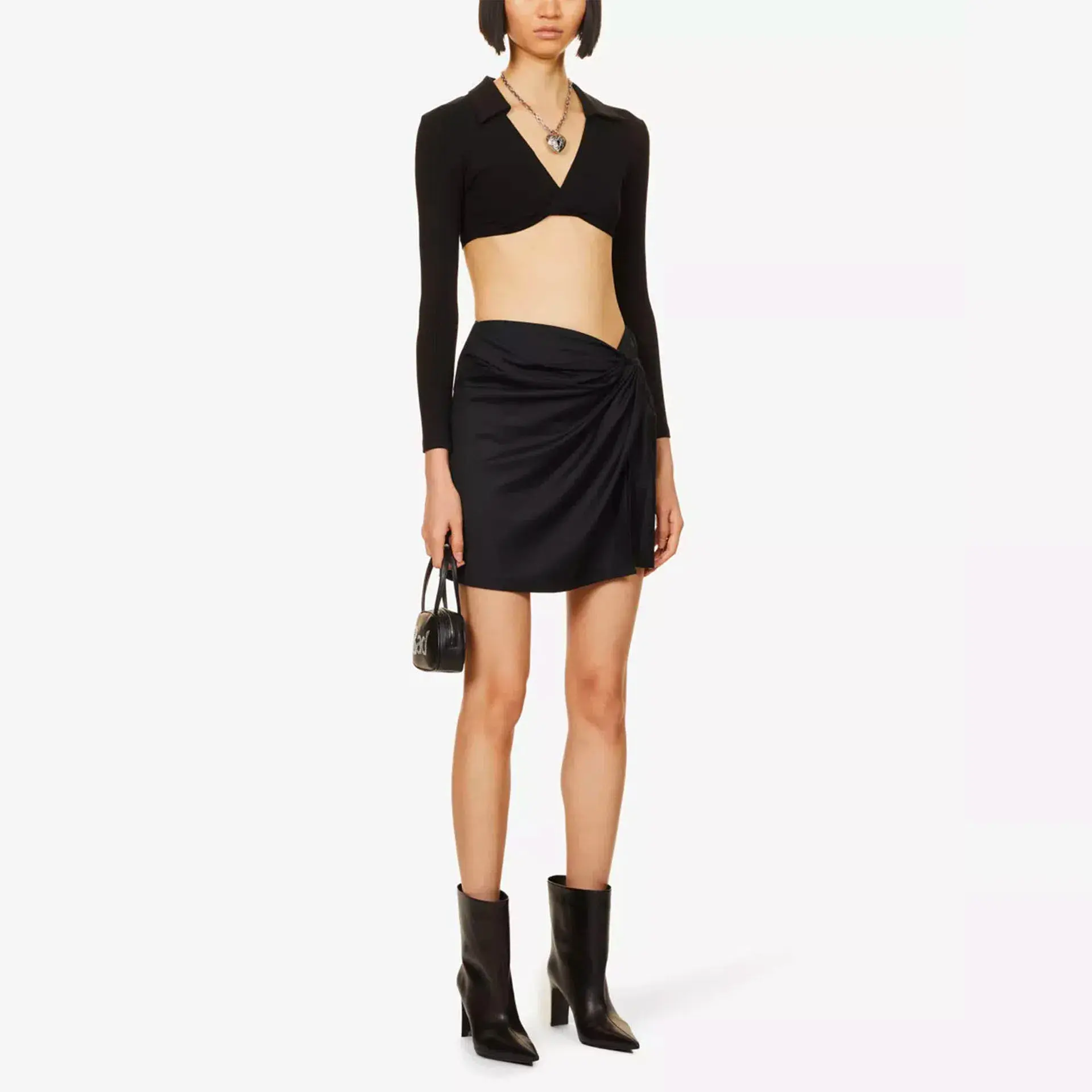 Anna Quan Emelia Ruched Mini Skirt Black Size 12  - Image 1