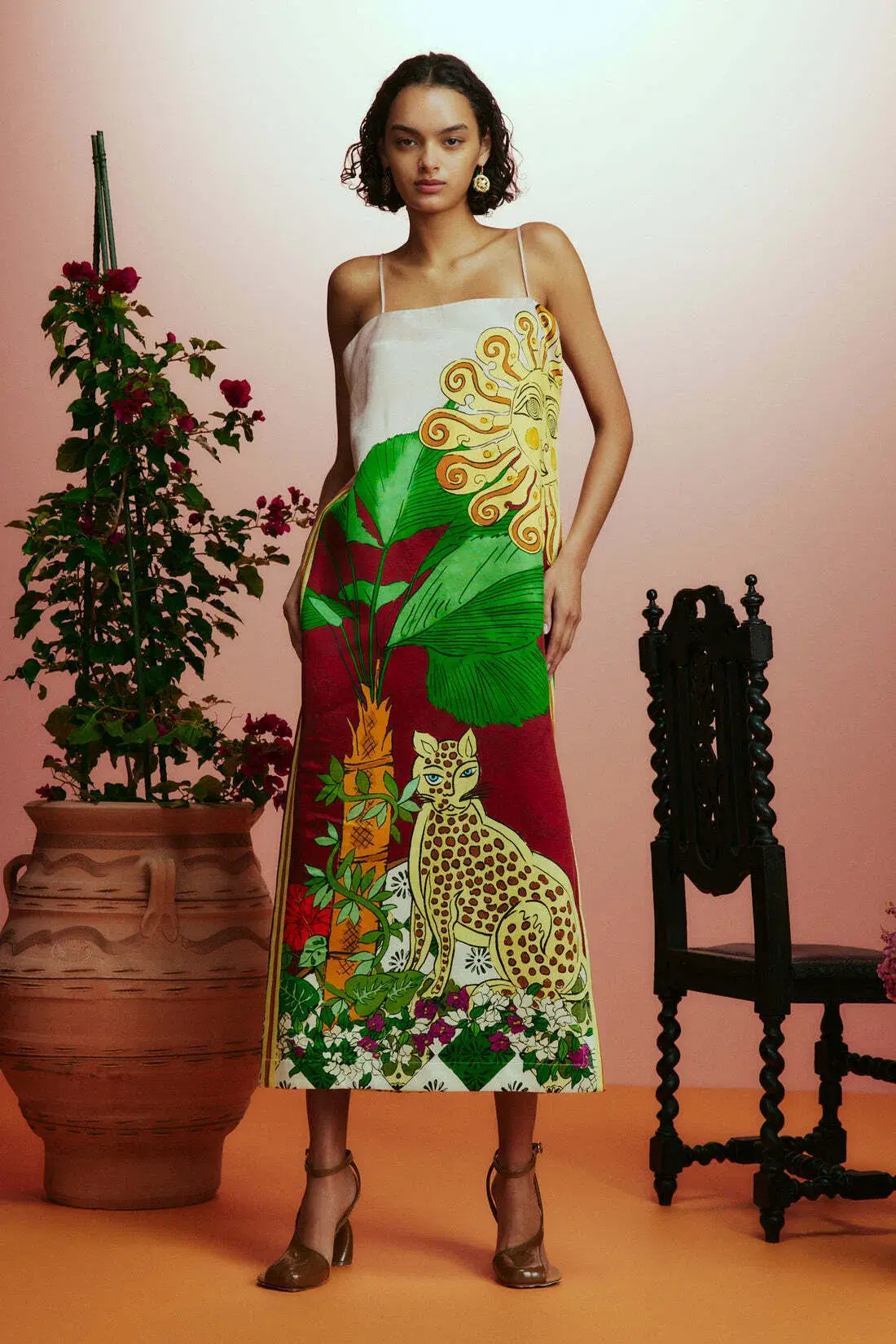 Alemais Tiger Slip Midi Dress Print Size 12 - Image 2