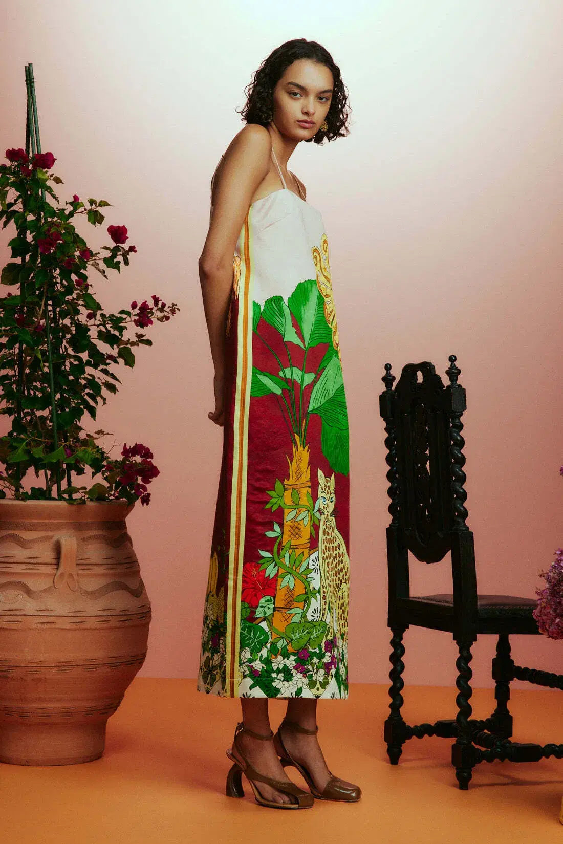 Alemais Tiger Slip Midi Dress Print Size 12 - Image 4