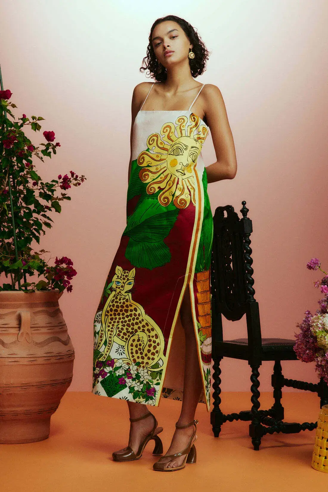 Alemais Tiger Slip Midi Dress Print Size 12 - Image 1