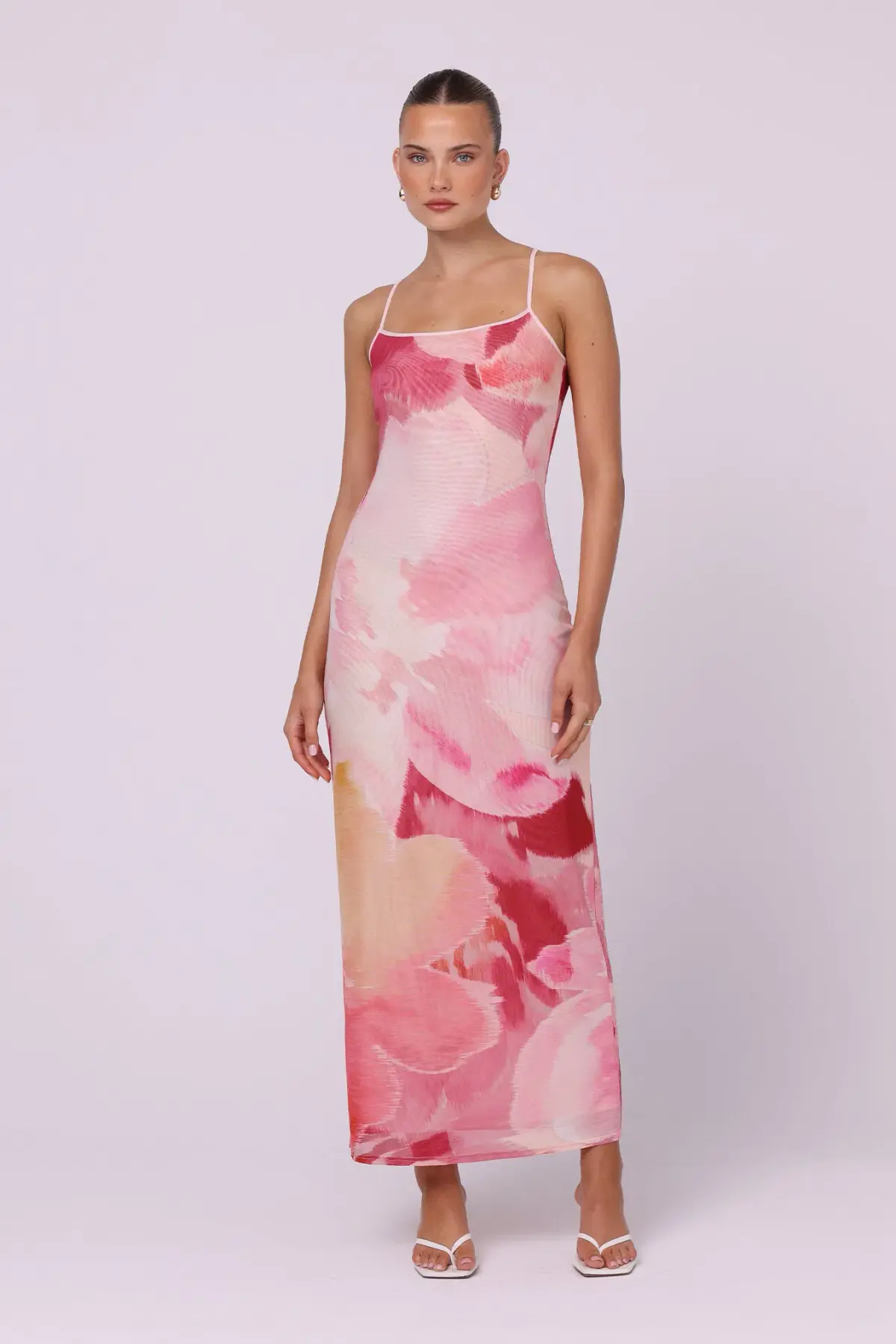 Isabelle Quinn Nora Mesh Maxi Dress Dahlia Floral Size 8 - Image 1