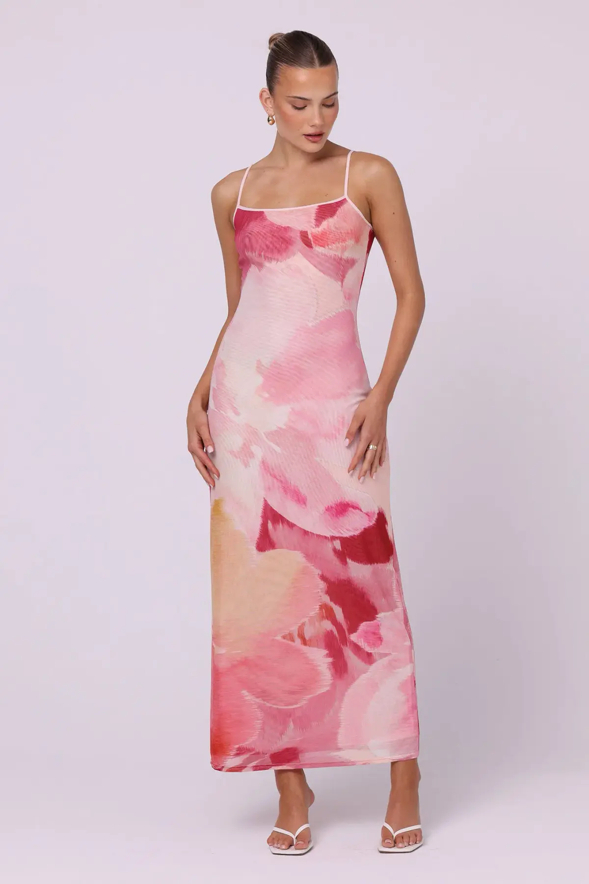 Isabelle Quinn Nora Mesh Maxi Dress Dahlia Floral Size 10 - Image 1