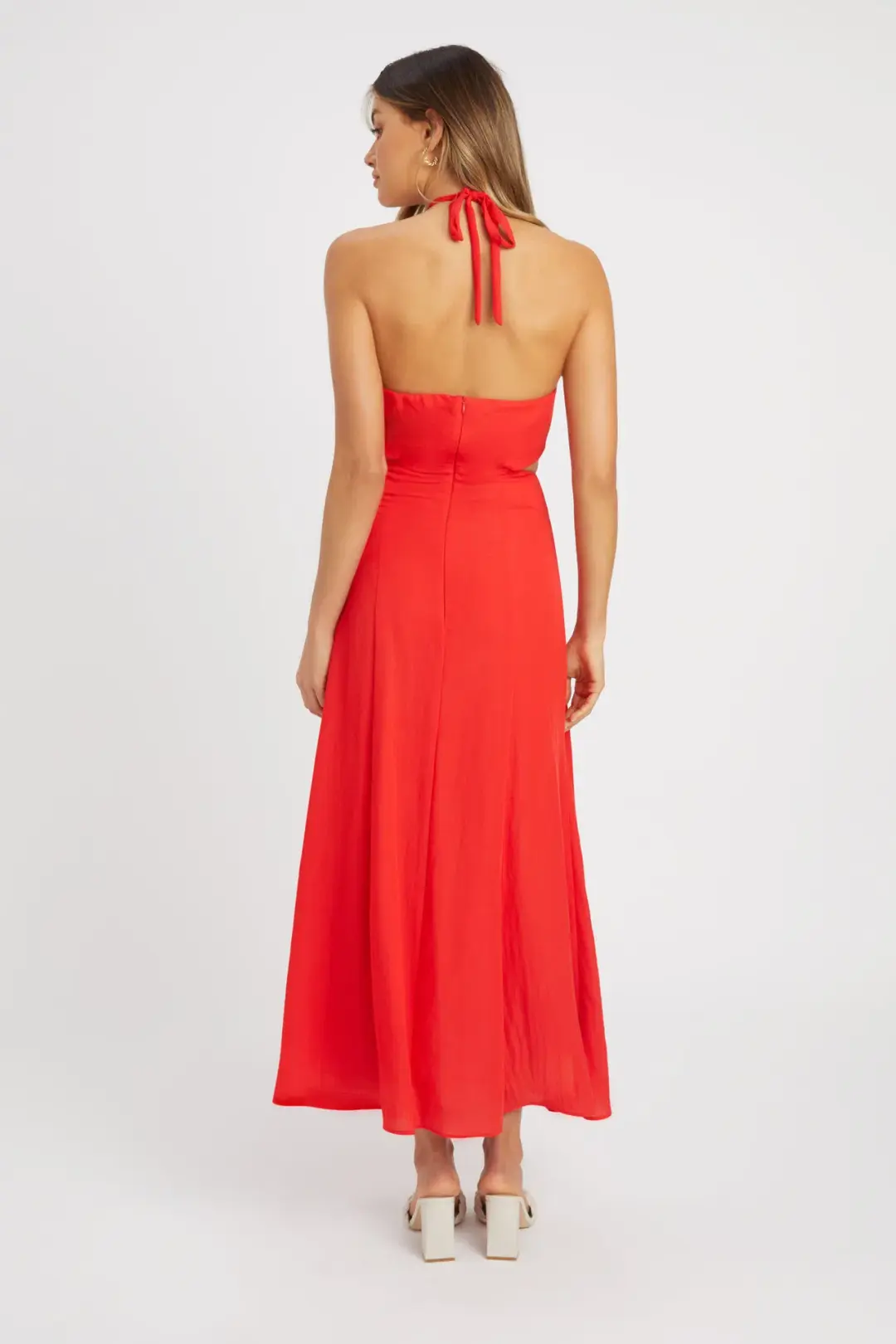 Kookai Hayman Cut Out Midi Dress Chilli Red Size 8 for rent on The Volte - main image