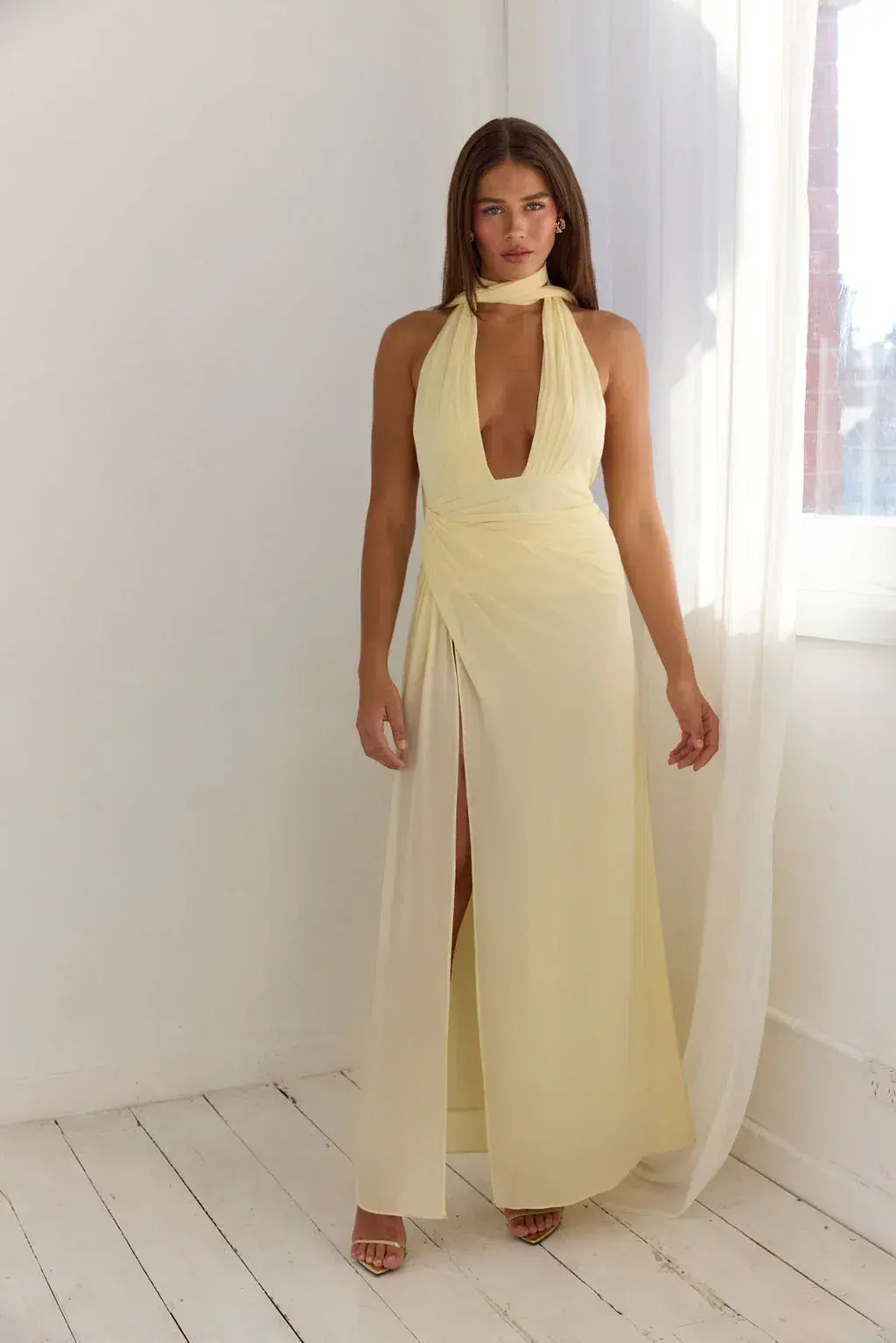 Calia Collection Antonia Maxi Dress in Baby Yellow Size 8 - Image 4