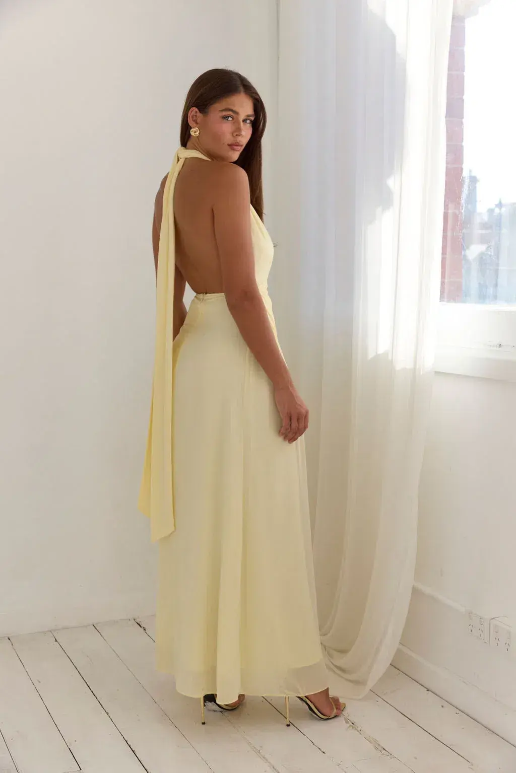 Calia Collection Antonia Maxi Dress in Baby Yellow Size 8 - Image 3