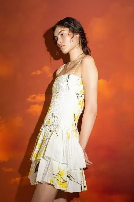 Aje Mimosa Shirred Ruffle Mini Dress Print Size 8 - Image 4