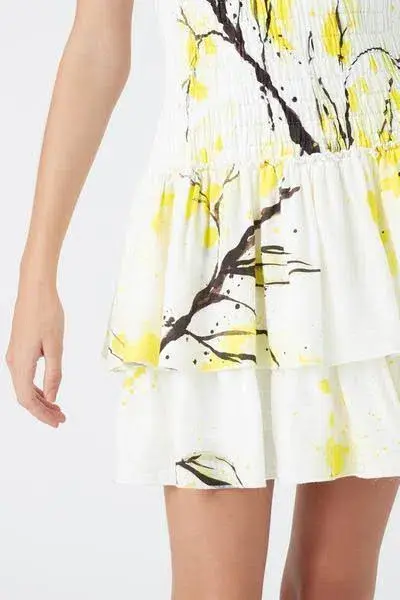 Aje Mimosa Shirred Ruffle Mini Dress Print Size 8 for rent on The Volte - main image