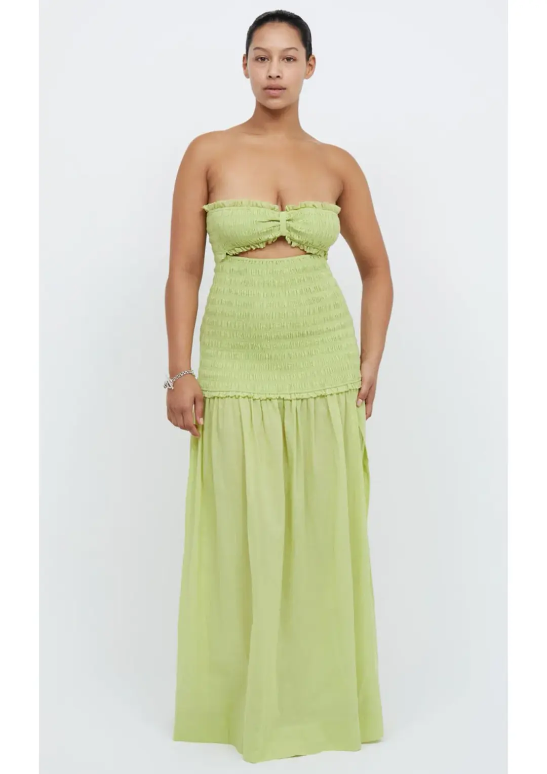 Bec & Bridge Solstice Strapless Maxi Dress Lime Size 6 for rent on The Volte - main image