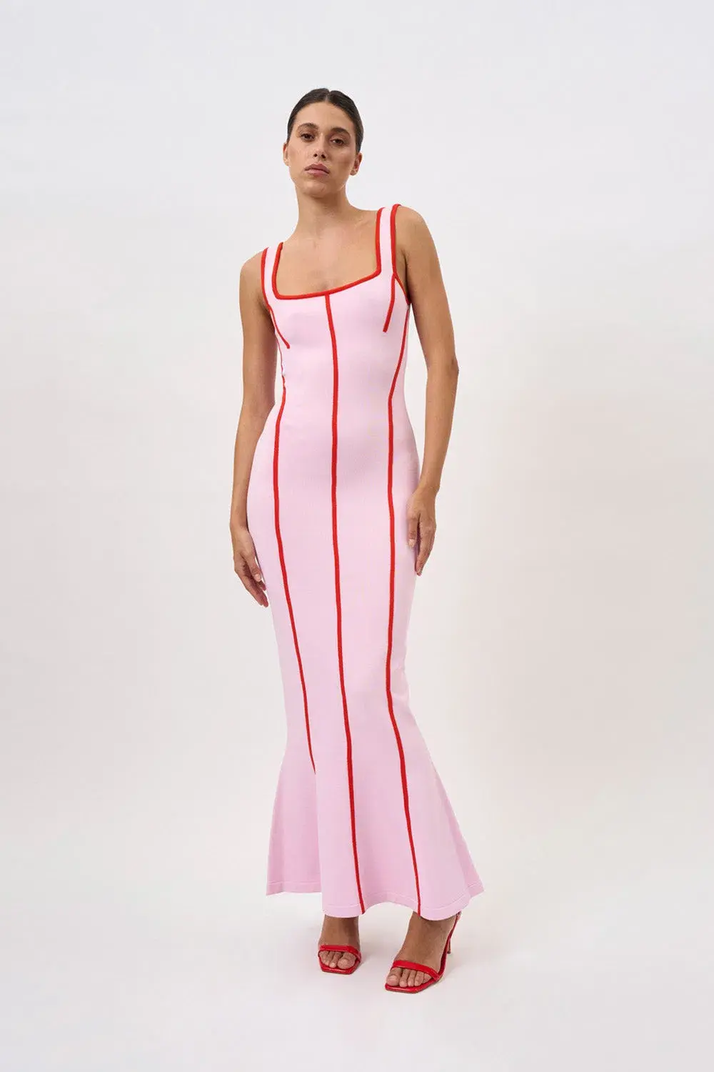 By Johnny Belle Contrast Pipe Knit Dress Pink/Red Size S / AU 8 - Image 1