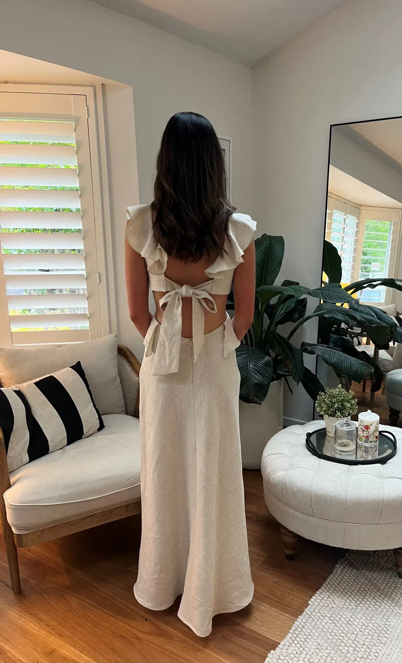 Cienti the Label Flounce Maxi Dress Beige Size 6 - Image 3