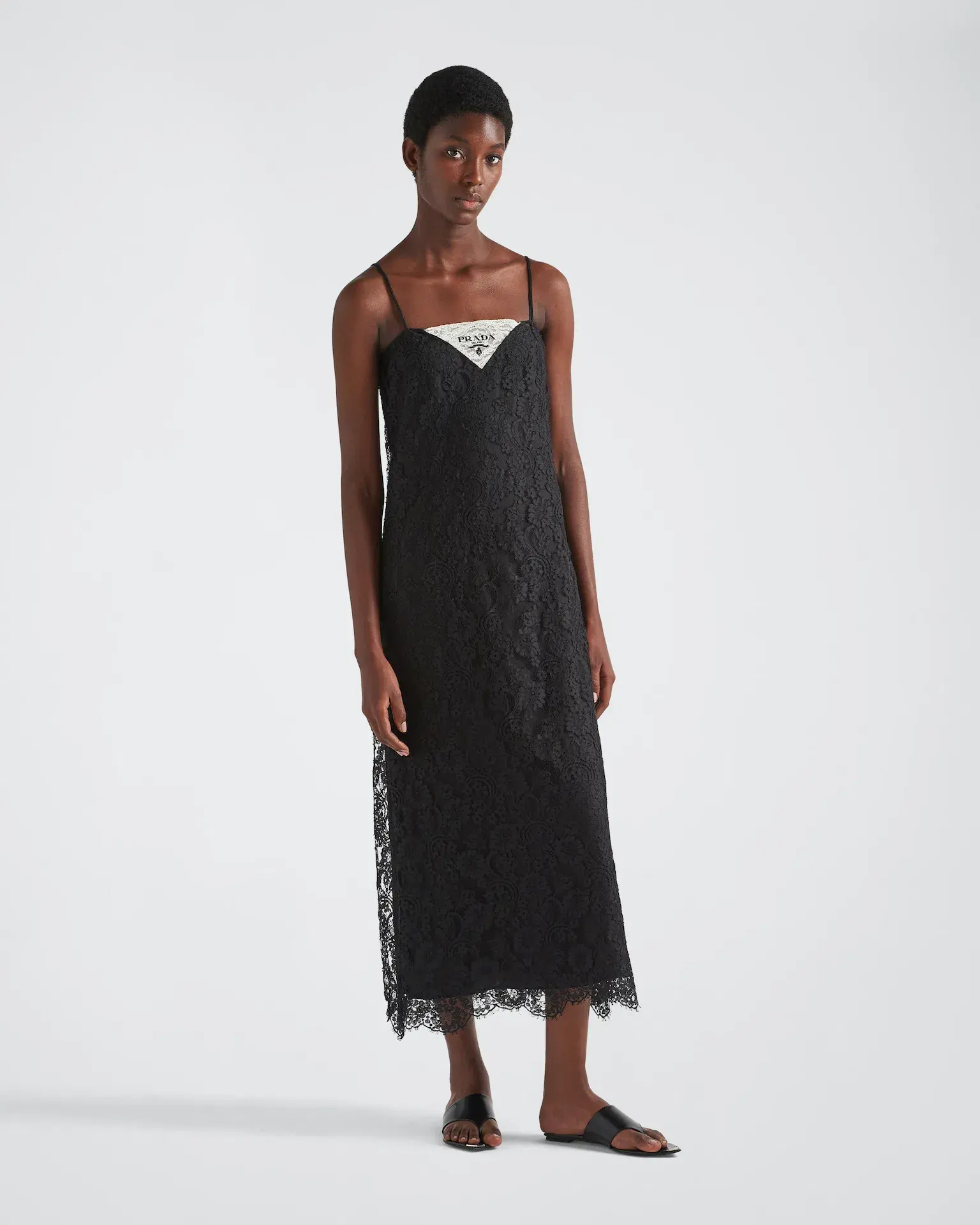 Prada Lace Midi Dress Black Size 36 / AU 4 - Image 1