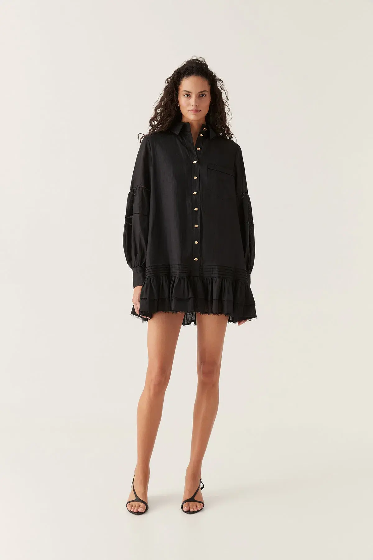 Aje Lotus Shirt Mini Dress Black Size 16 - Image 1