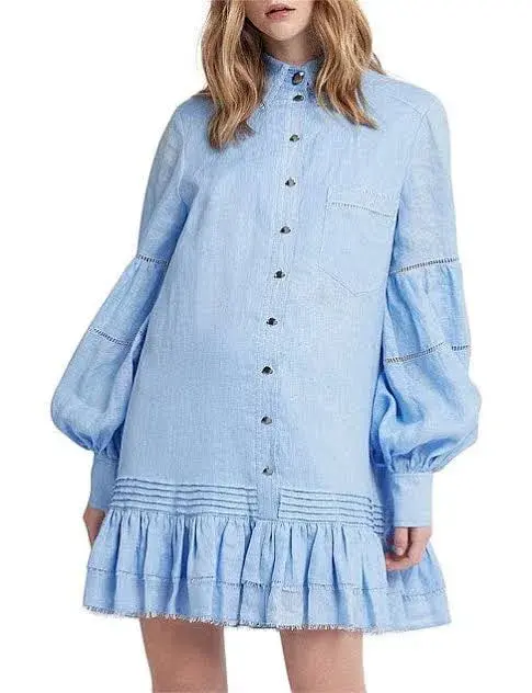 Aje Lotus Shirt Mini Dress Blue Size 16 - Image 3