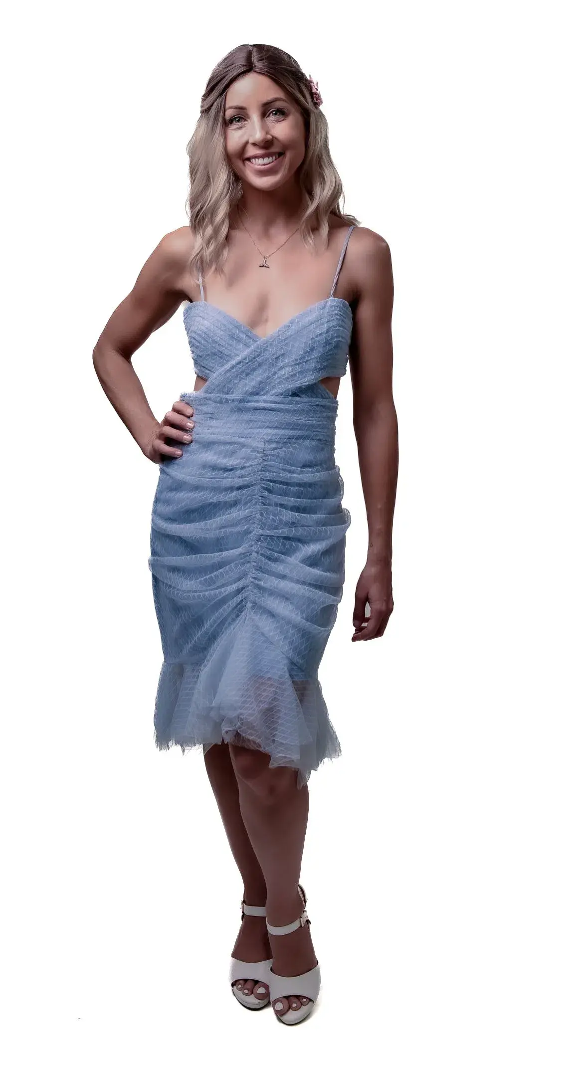 Alice McCall Tulle Cut Out Midi Dress Dusty Blue Size 12 - Image 2