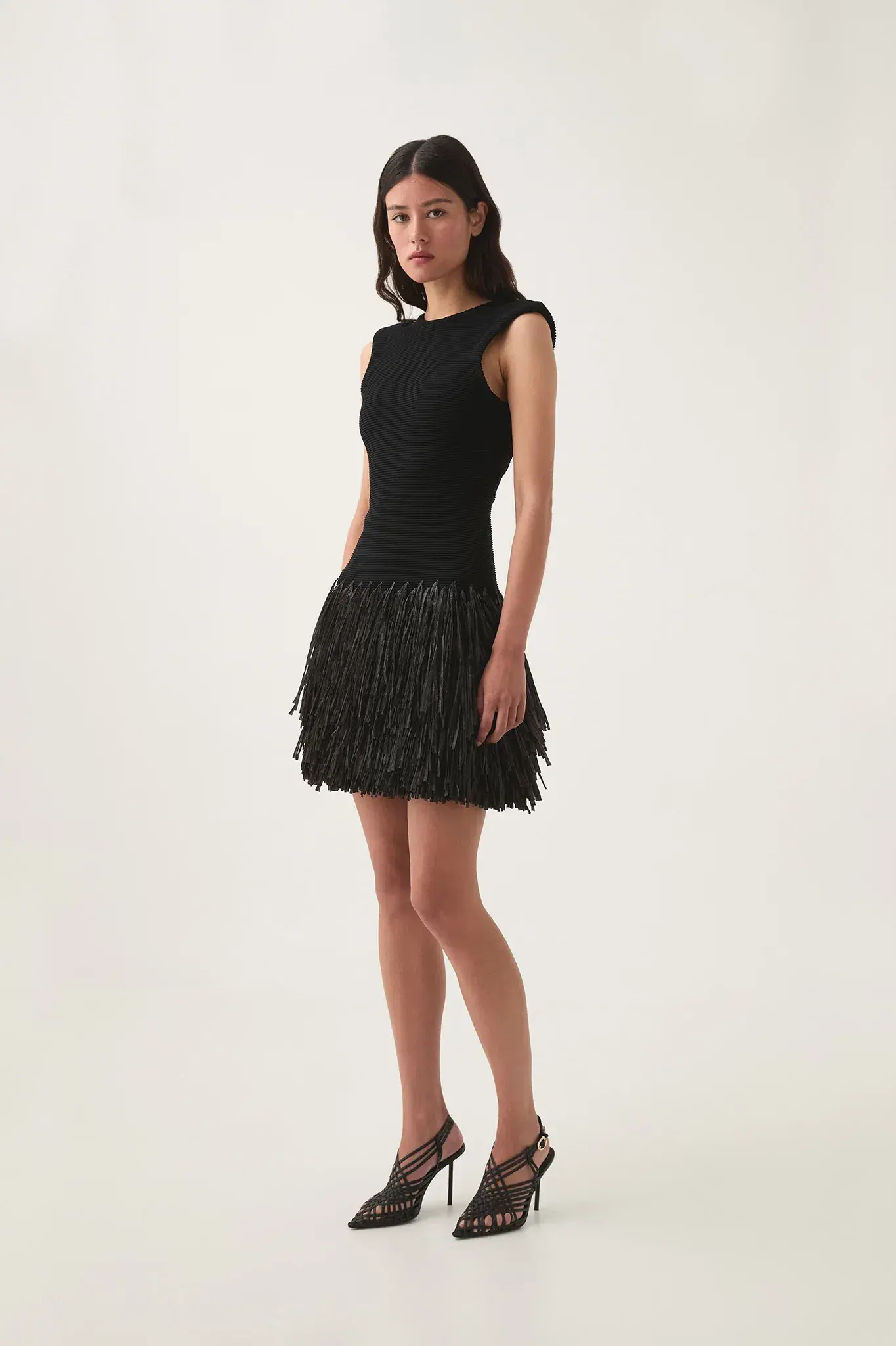 Aje Rushes Raffia Mini Dress Black Size 8 - Image 1