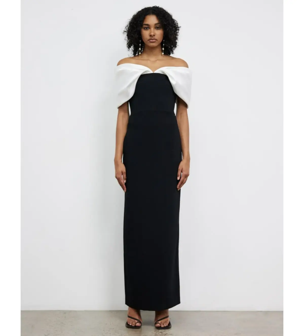 Solace London Dakota Off-shoulder Dress Black/White Size AU 12 - Image 1