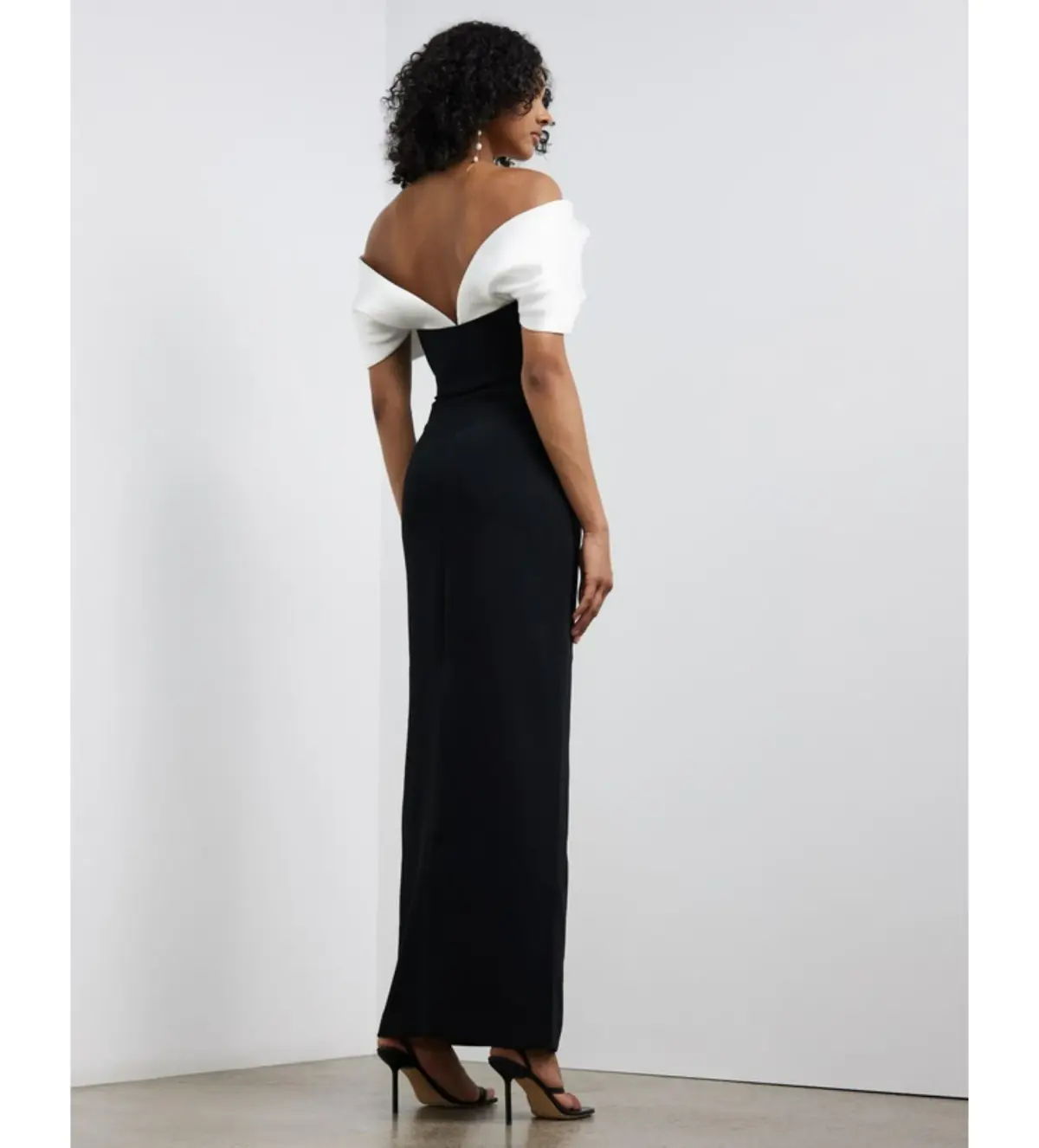 Solace London Dakota Off-shoulder Dress Black/White Size AU 12 - Image 3