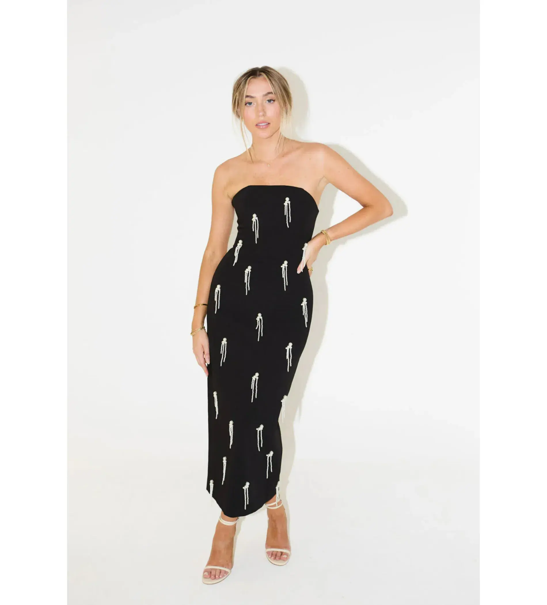 Odd Muse The Ultimate Muse Embellished Midi Dress Black Size AU 12 - Image 1