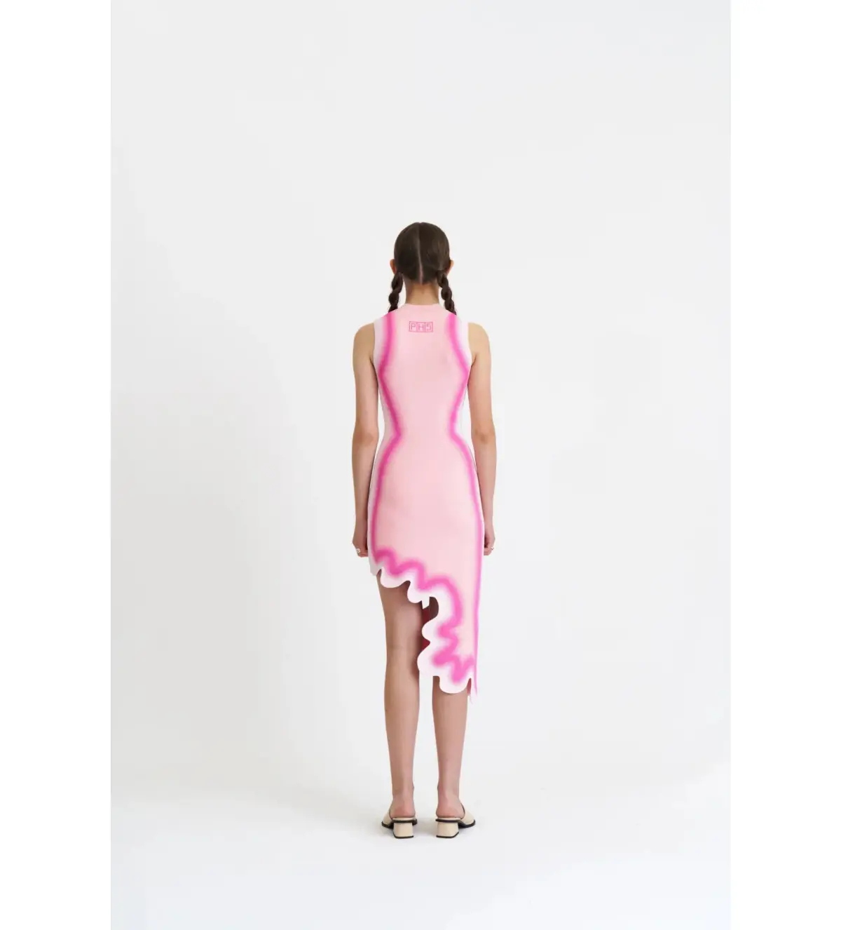PH5 Brooklyn Wavy Asymmetric Midi Dress in Chiffon Pink Size M / AU 12 - Image 3
