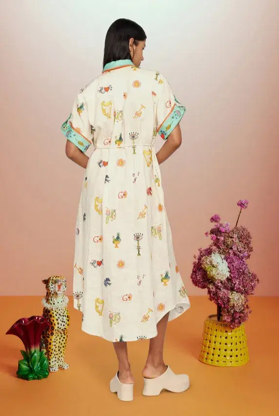 Alémais Holiday Go-to Embroidered Shirtdress Print Size AU 14 - Image 1