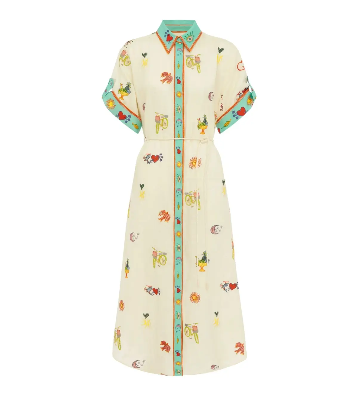 Alémais Holiday Go-to Embroidered Shirtdress Print Size AU 16 - Image 5