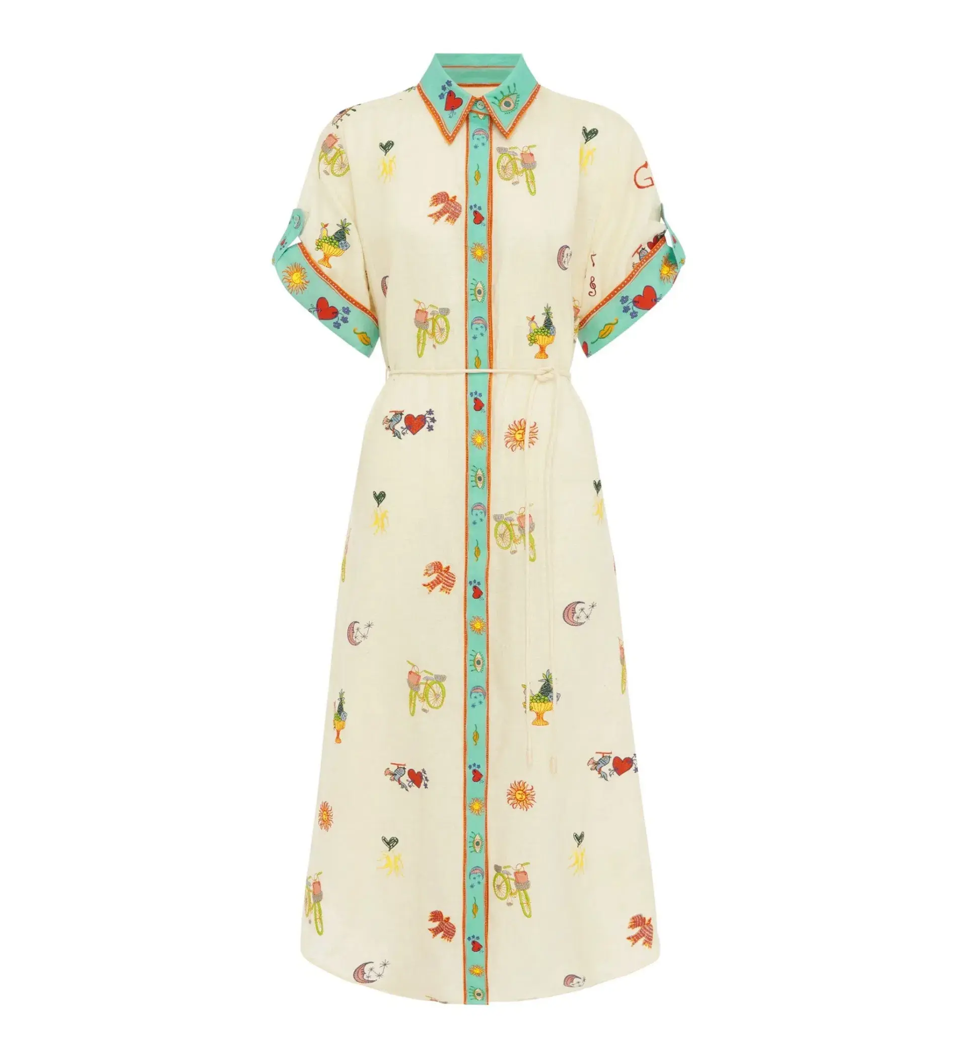 Alémais Holiday Go-to Embroidered Shirtdress Print Size AU 16 - Image 5