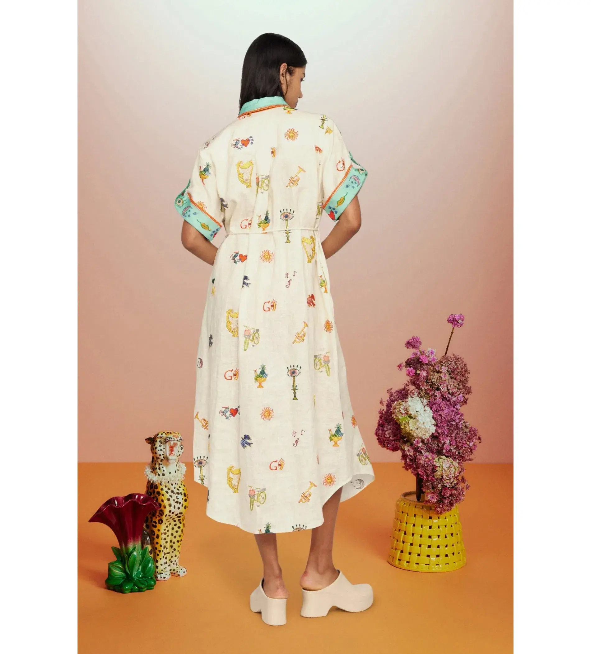 Alémais Holiday Go-to Embroidered Shirtdress Print Size AU 16 - Image 4