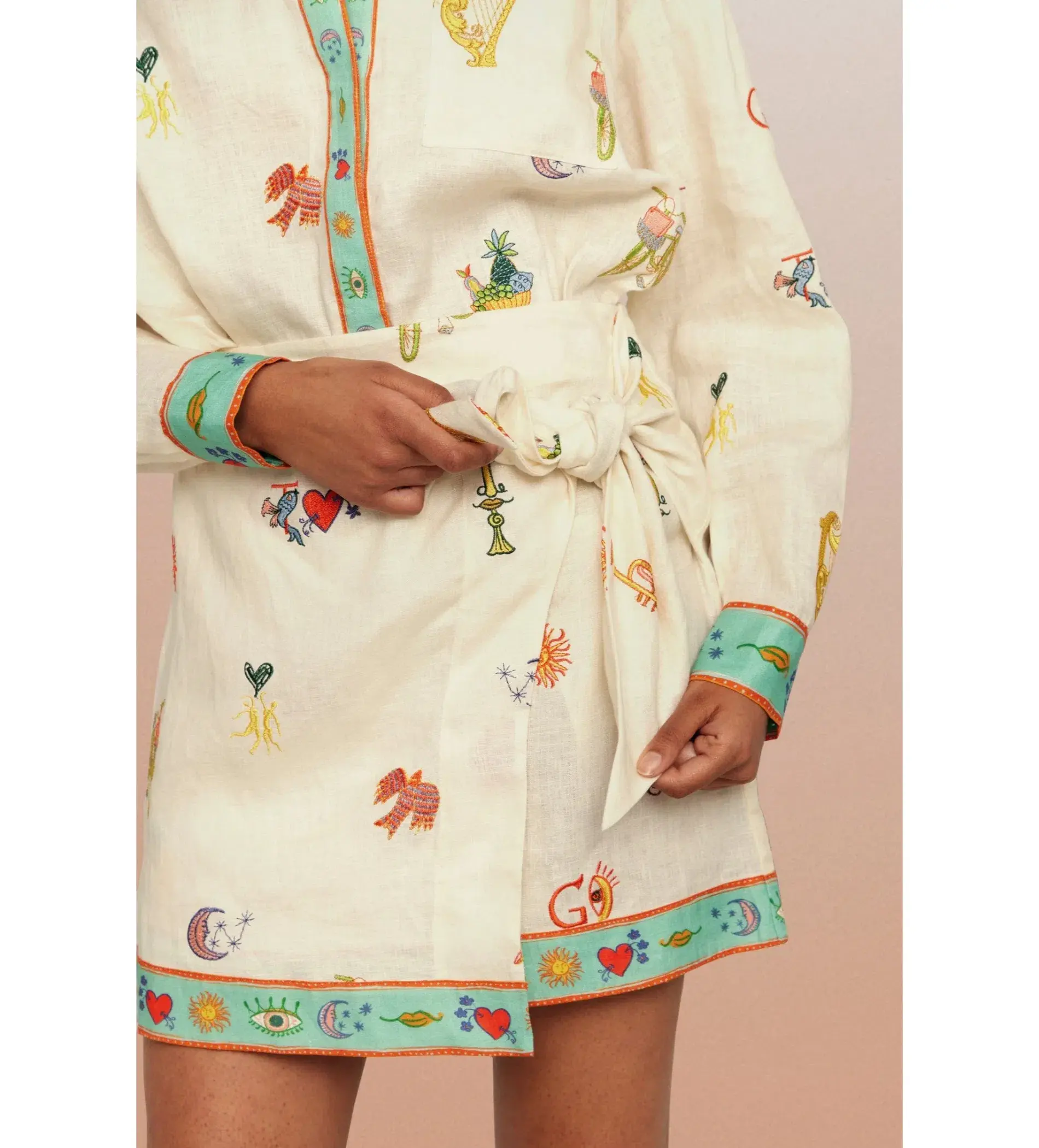 Alémais Holiday Go-to Embroidered Shirt and Skirt Print Size AU 14 - Image 4