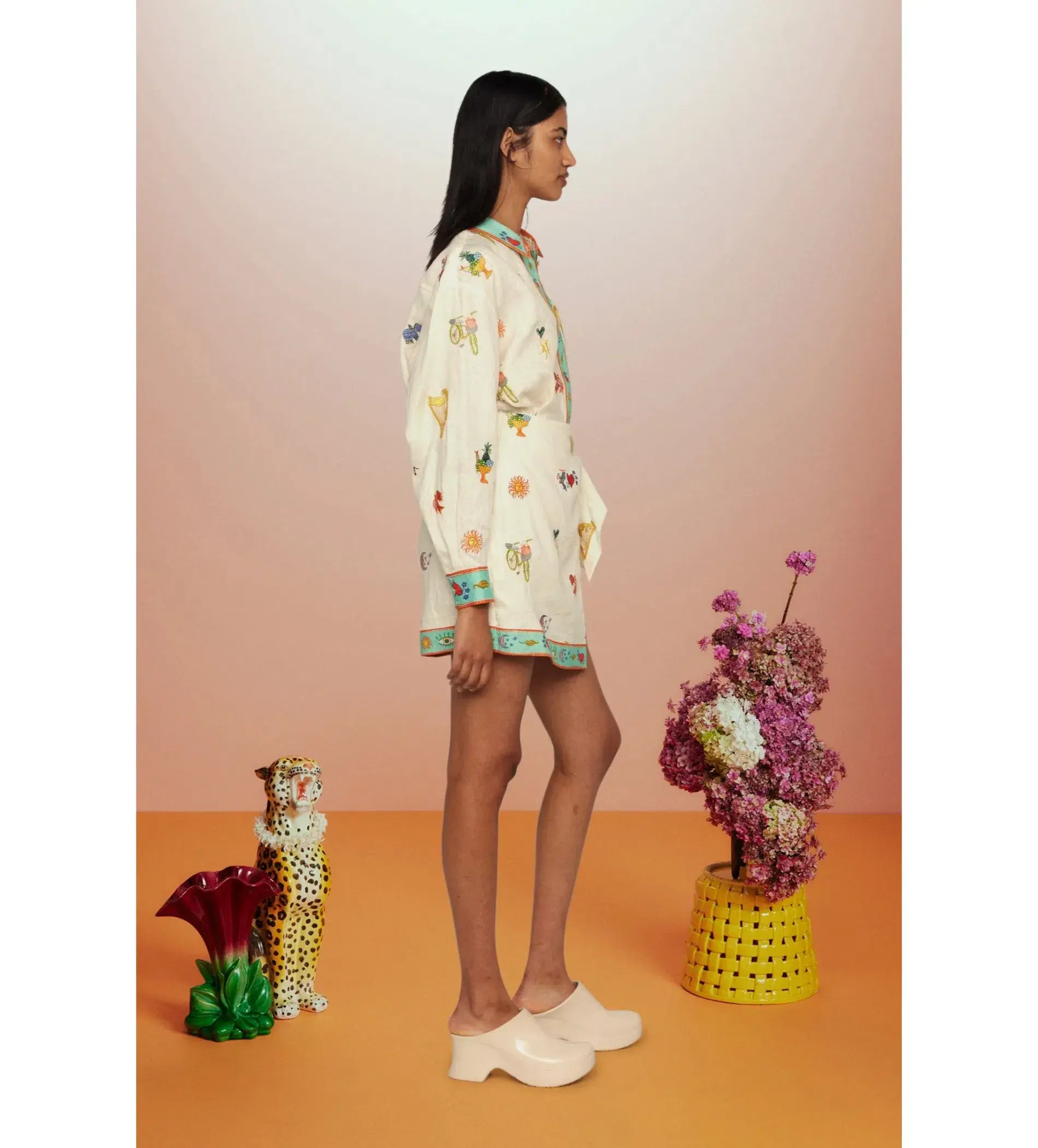 Alémais Holiday Go-to Embroidered Shirt and Skirt Print Size AU 14 - Image 5