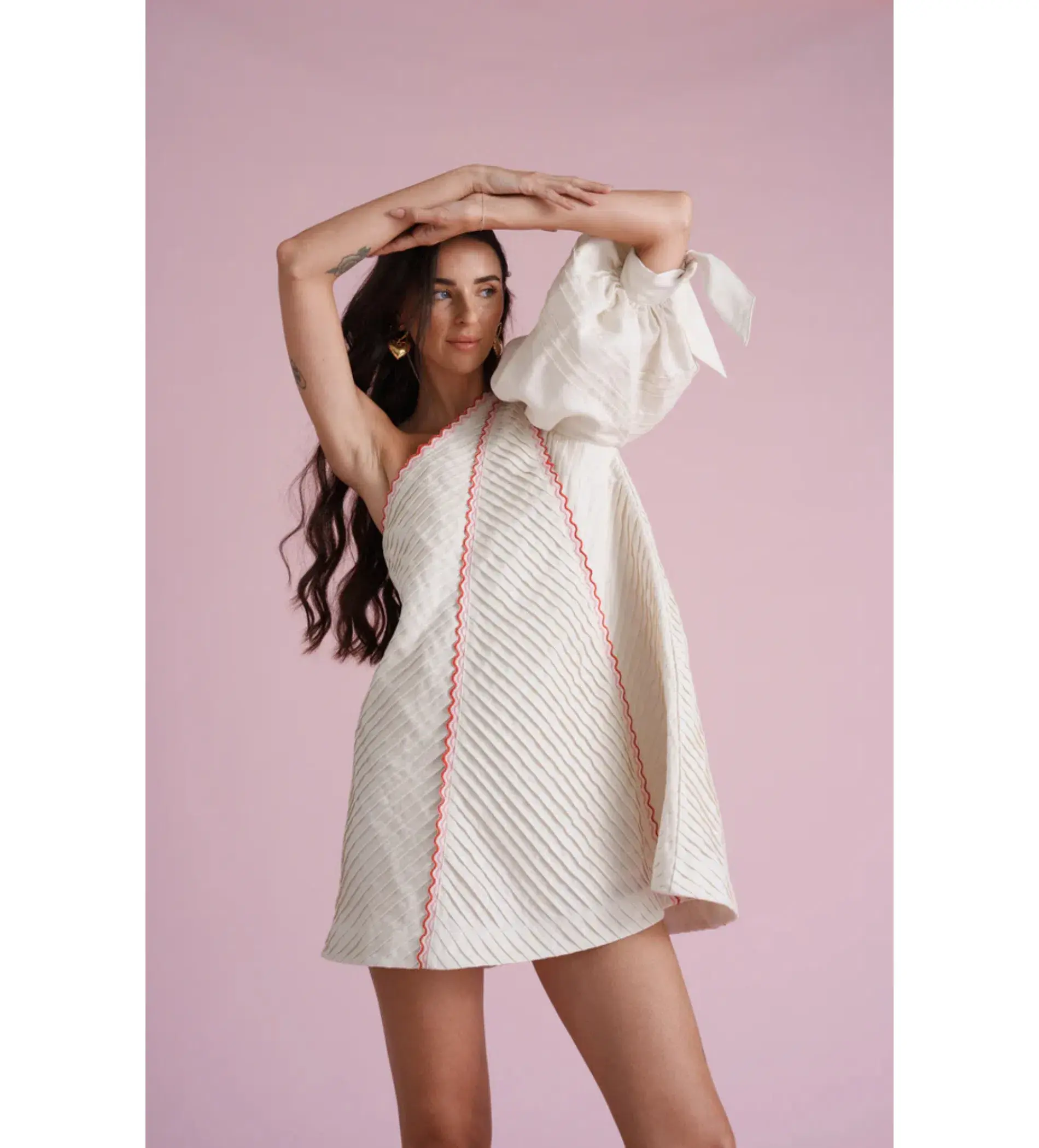 Toscani Odet Cherie Scallop Mini Dress in Crème Size AU 8 - Image 2