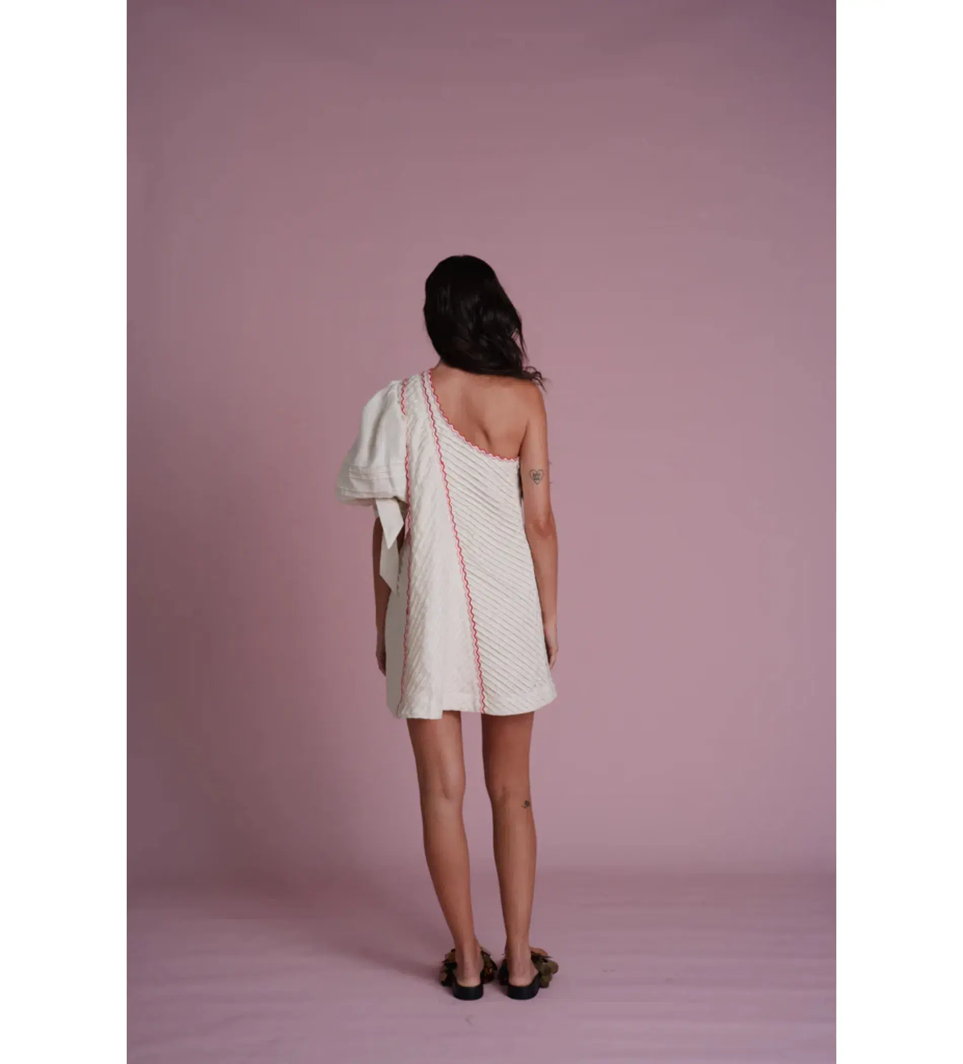 Toscani Odet Cherie Scallop Mini Dress in Crème Size AU 8 - Image 4