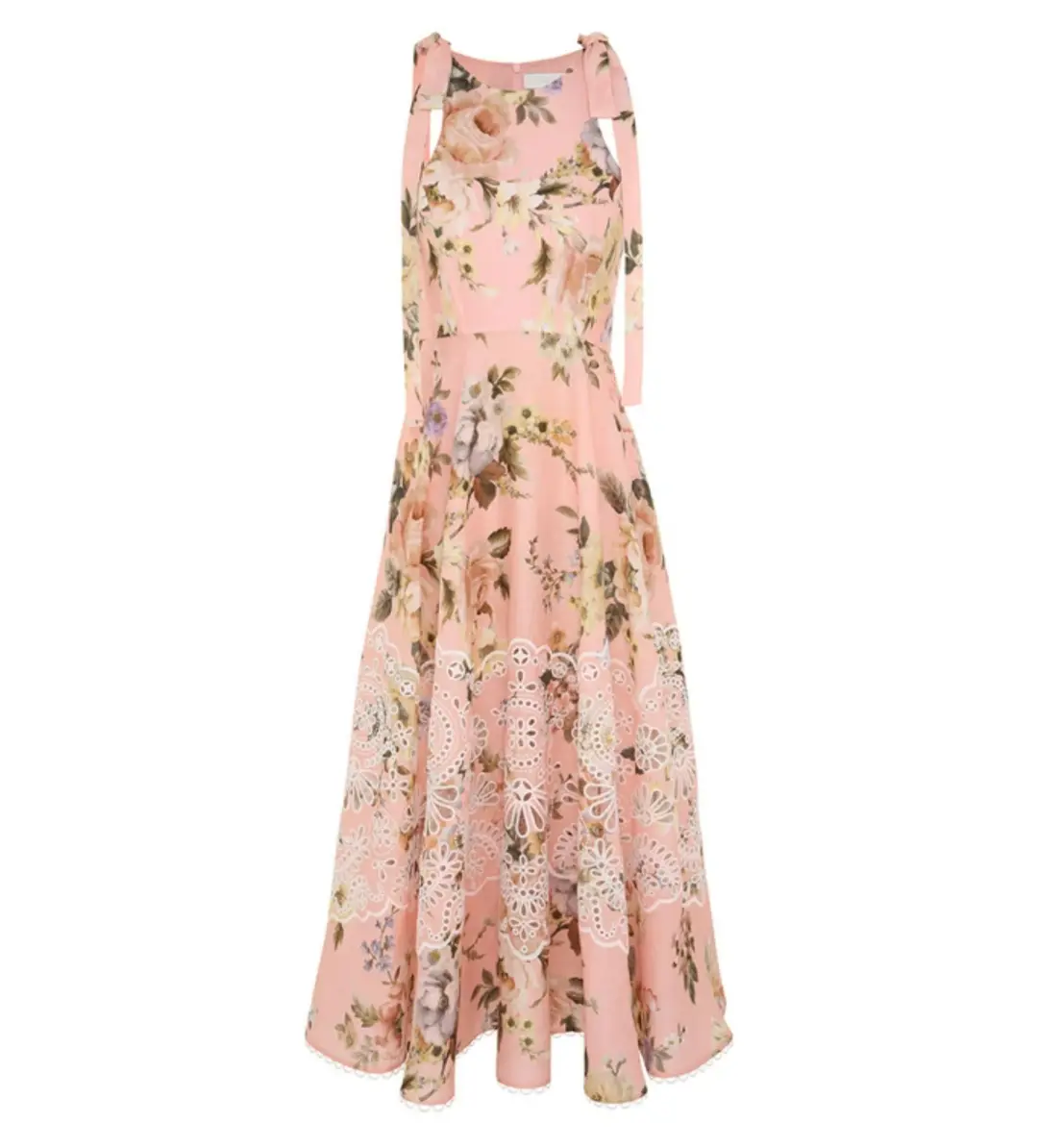 Zimmermann Acacia Broderie Midi Dress in Pink Floral Size 1 / AU 10 for rent on The Volte - main image