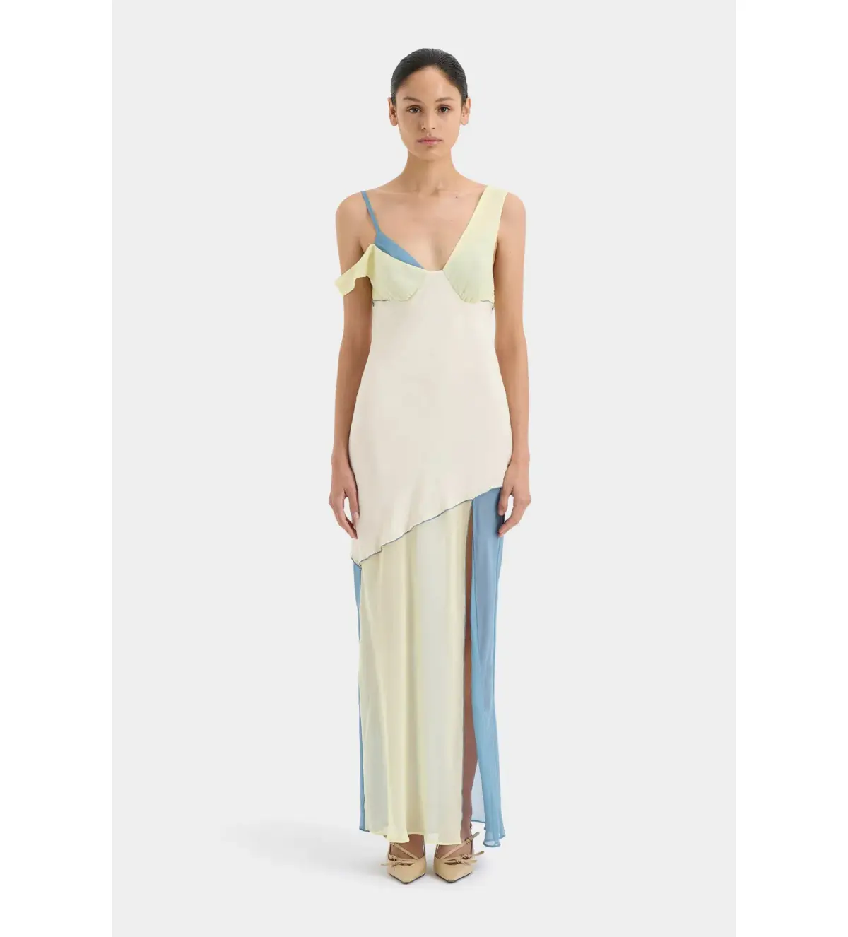 Sir the Label The Thames Splice Midi Dress Ecru Multi Size 3 / AU 12 - Image 1