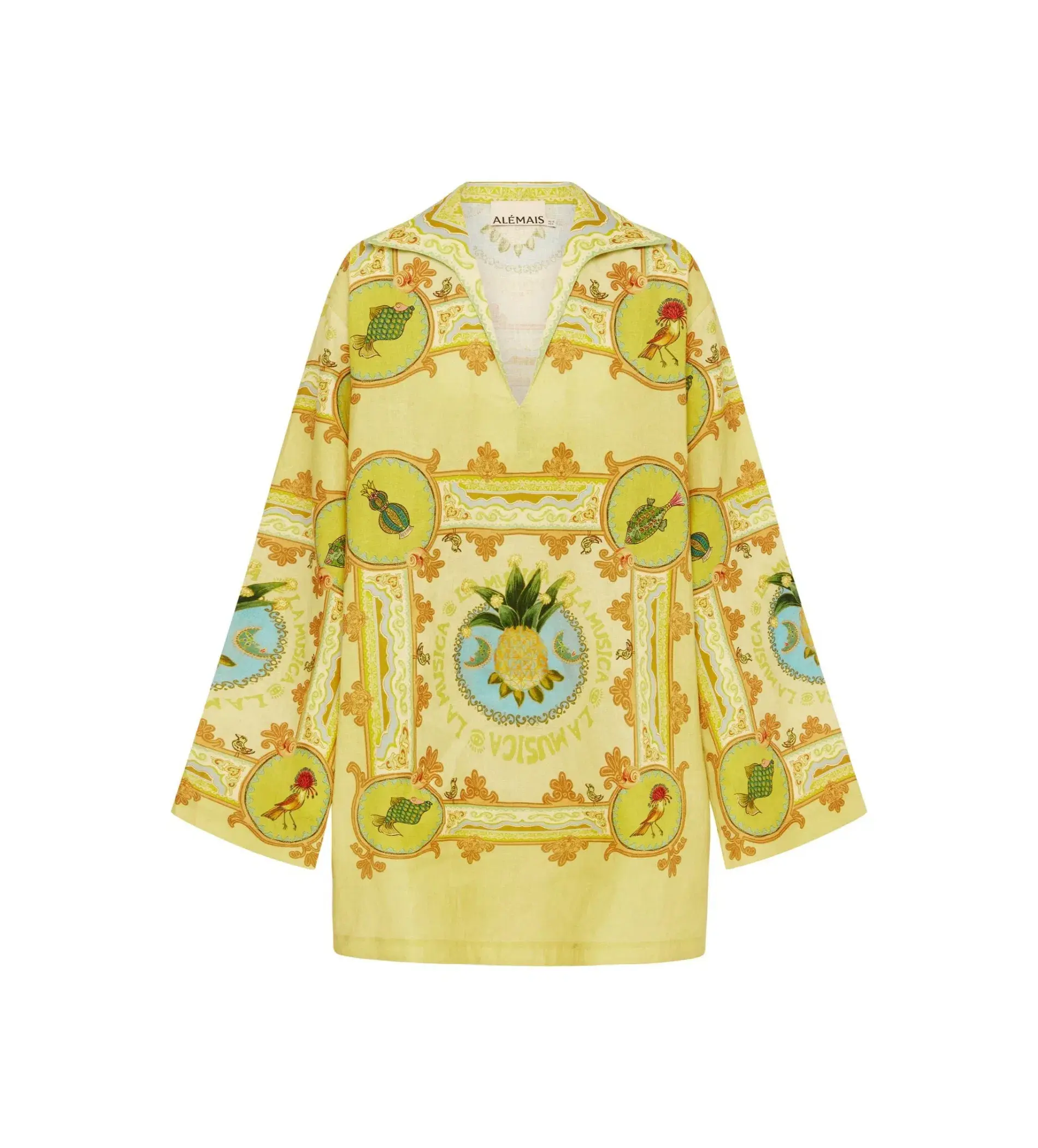 Alémais La Musica Tunic Dress Yellow Print Size AU 16 - Image 6