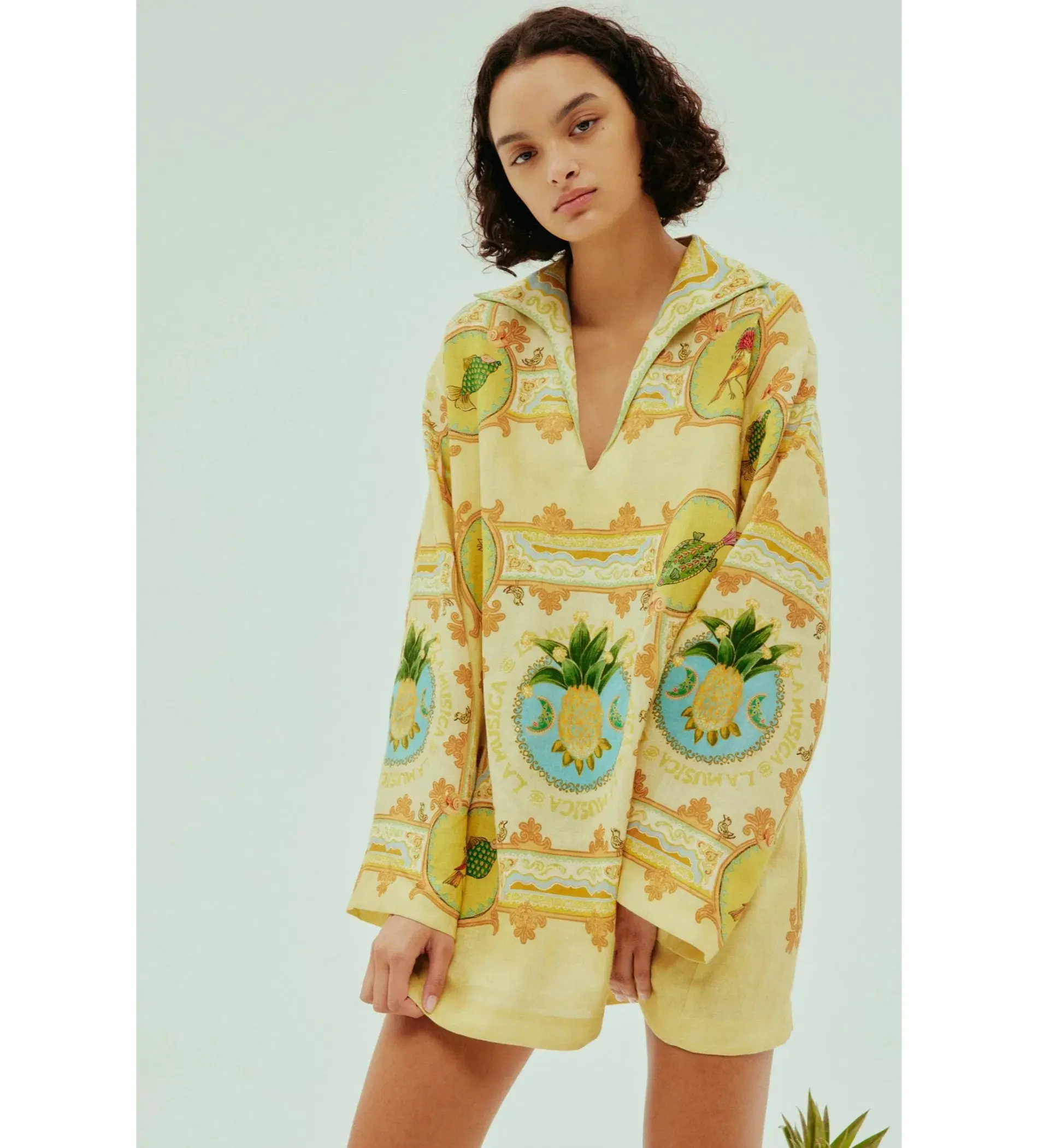 Alémais La Musica Tunic Dress Yellow Print Size AU 16 - Image 3