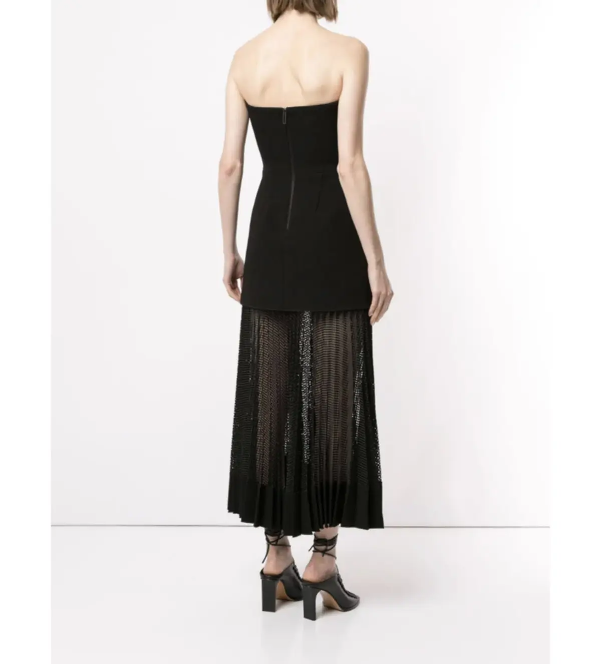 Dion Lee Net Pleat Strapless Dress Black Size AU 10 - Image 3