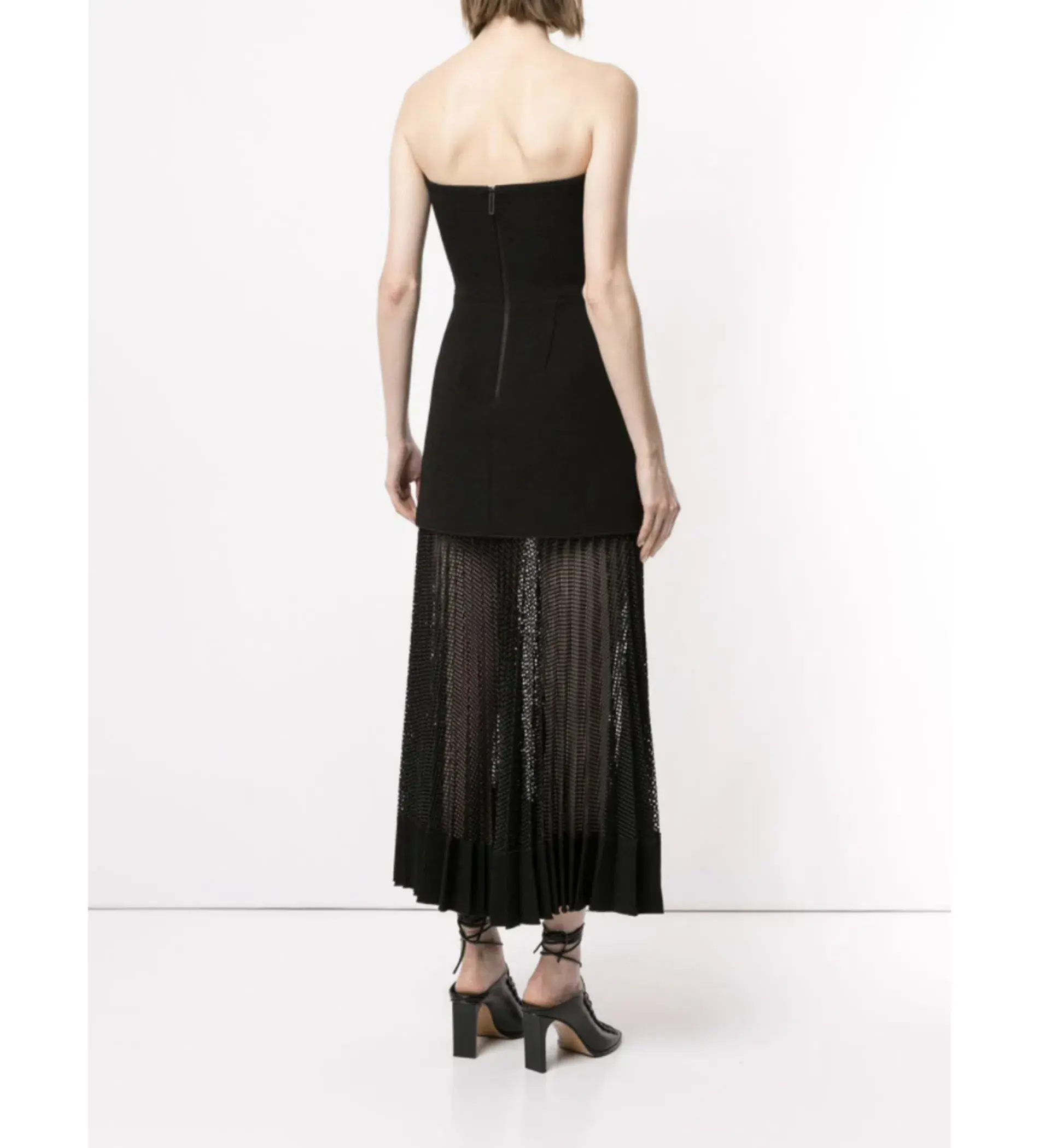 Dion Lee Net Pleat Strapless Dress Black Size AU 10 - Image 3