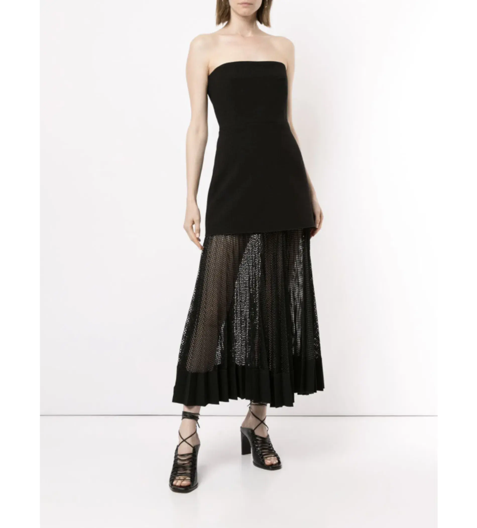 Dion Lee Net Pleat Strapless Dress Black Size AU 10 - Image 2
